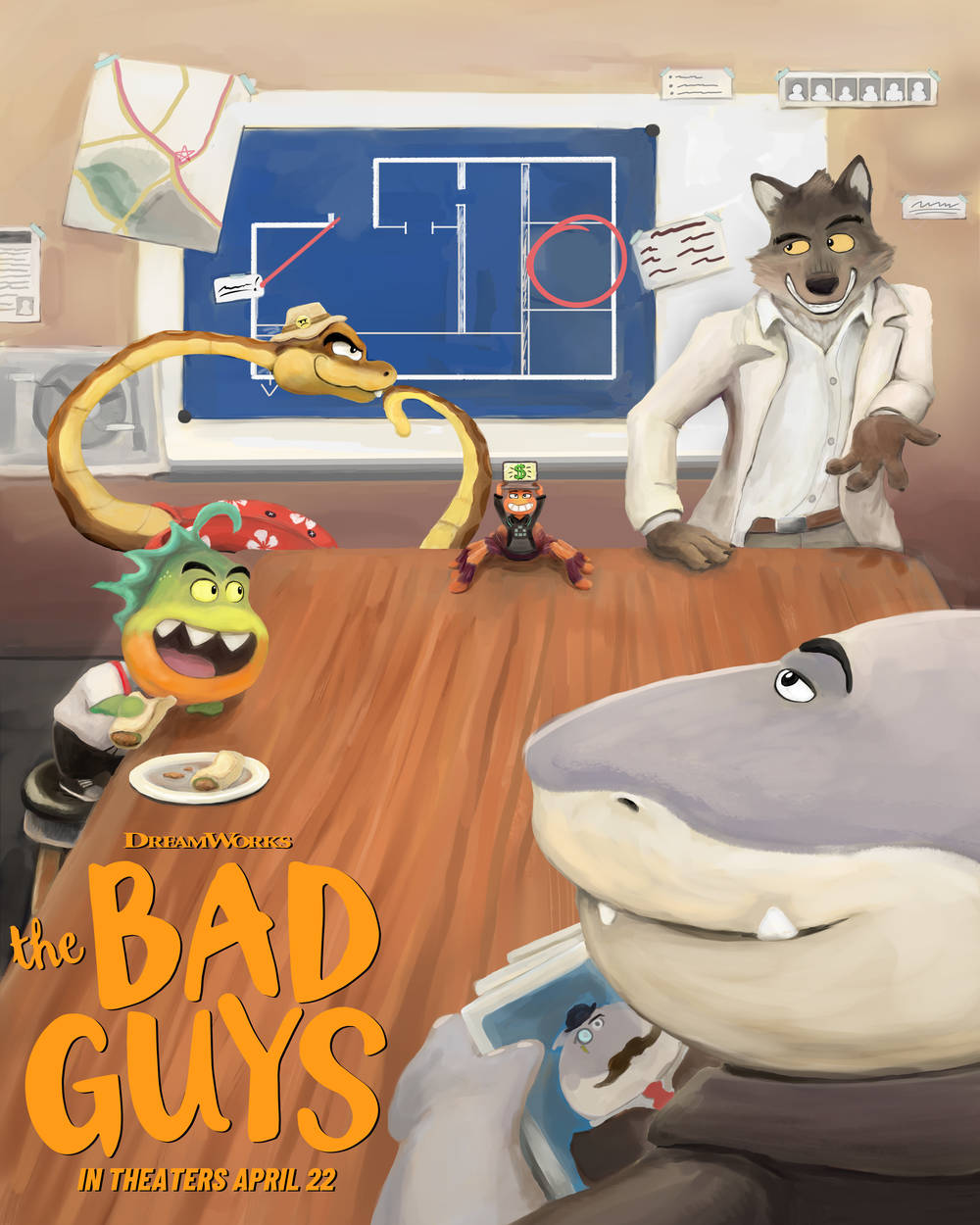 The Bad Guys, cartoon wolf, lab coat, SD Phone Wallpaper