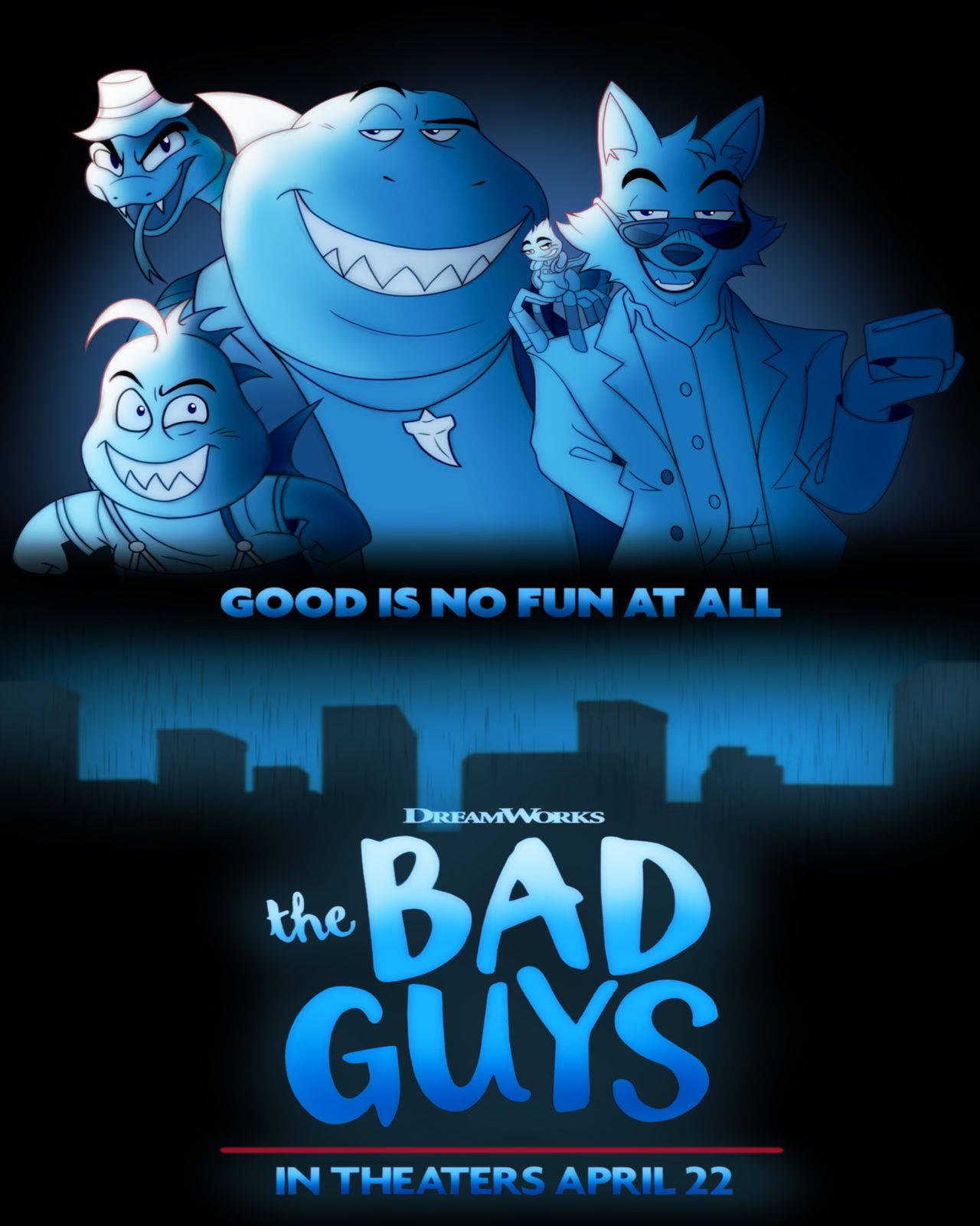 The Bad Guys, blue cartoon villains, mischievous grins, HD Phone Wallpaper