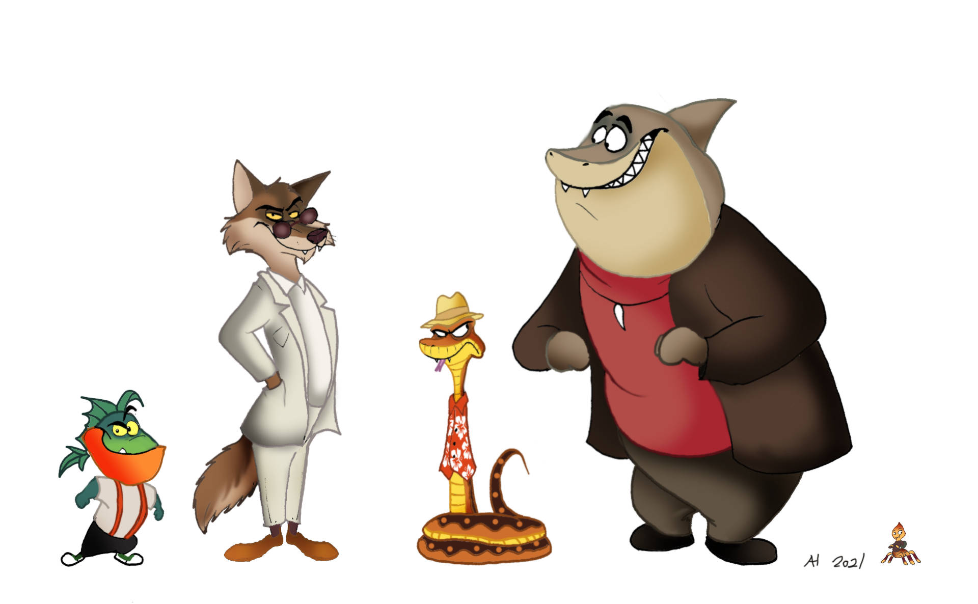 The Bad Guys, white background, cartoon animals, Full HD Desktop Wallpaper