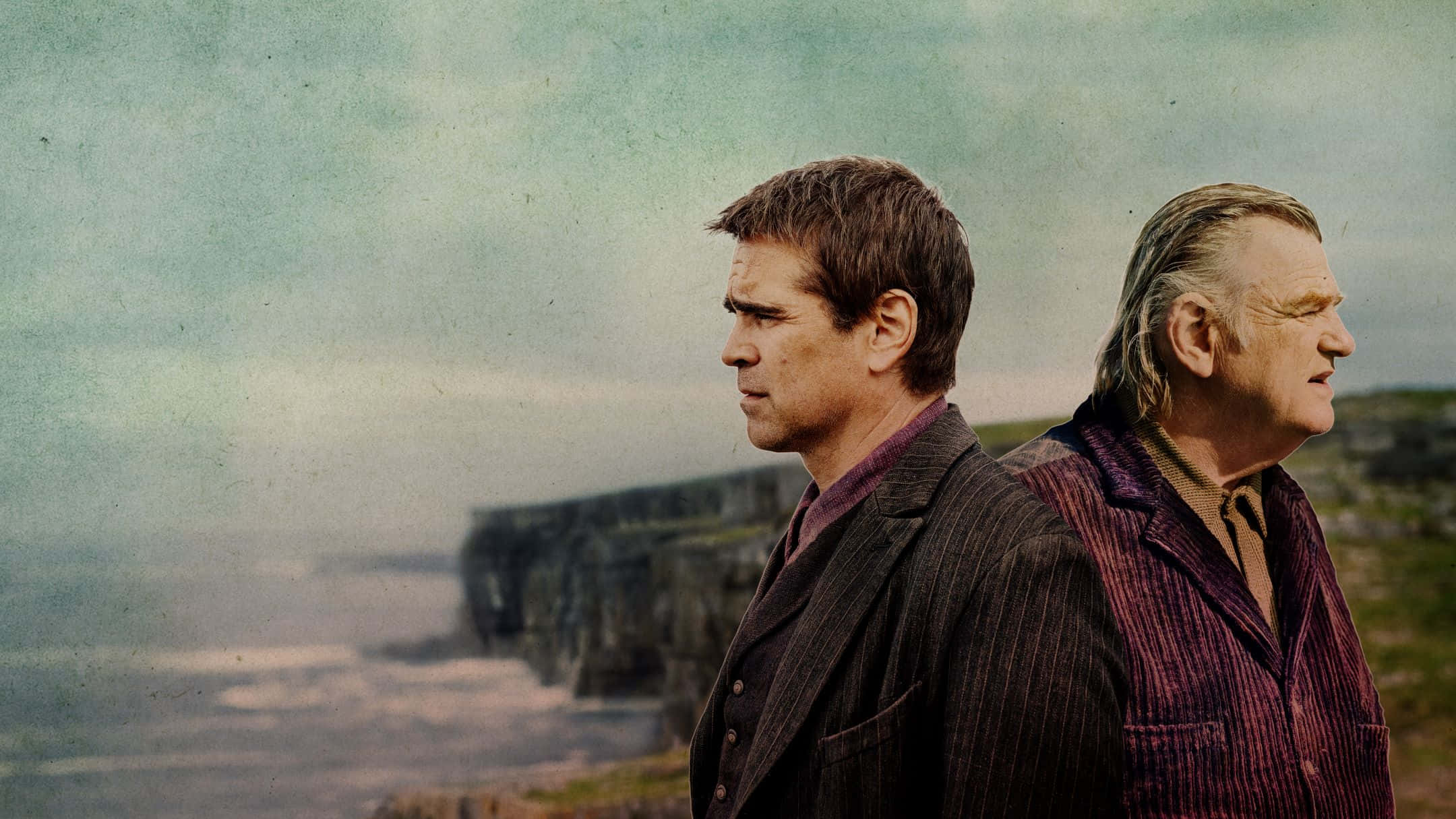 The Banshees Of Inisherin, pinstripe suits, cliff, Full HD Desktop Wallpaper