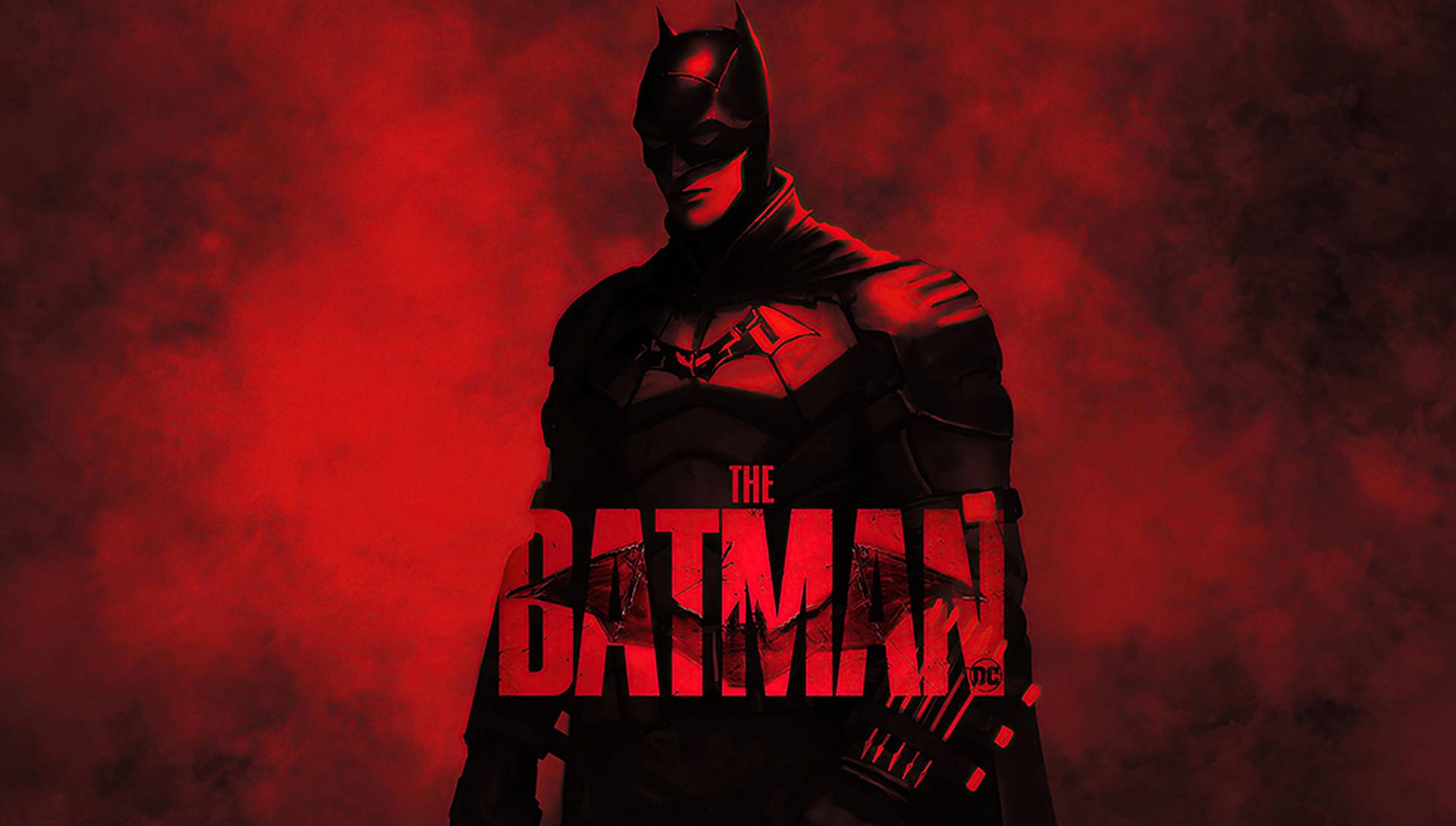 The Batman 2022, bat suit, smoky red backdrop, Full HD Desktop Wallpaper