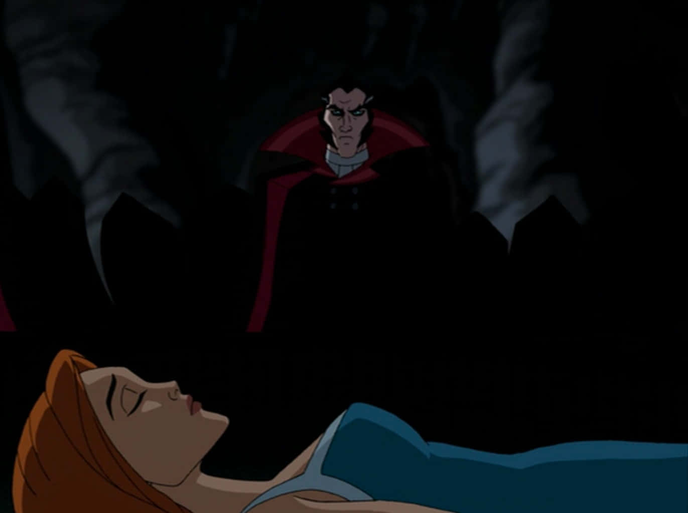The Batman Vs Dracula, red cape, dark, smoky cave, HD Desktop Wallpaper