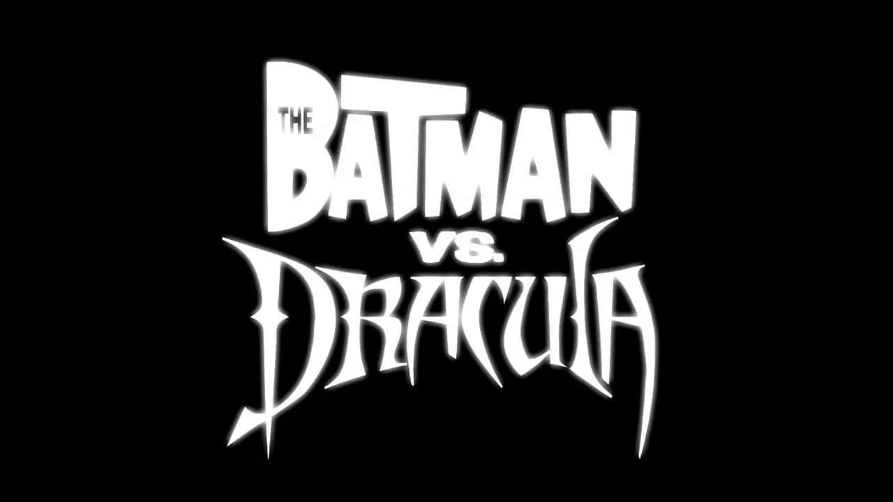 The Batman vs Dracula, black background, white stylized text, HD Desktop Wallpaper