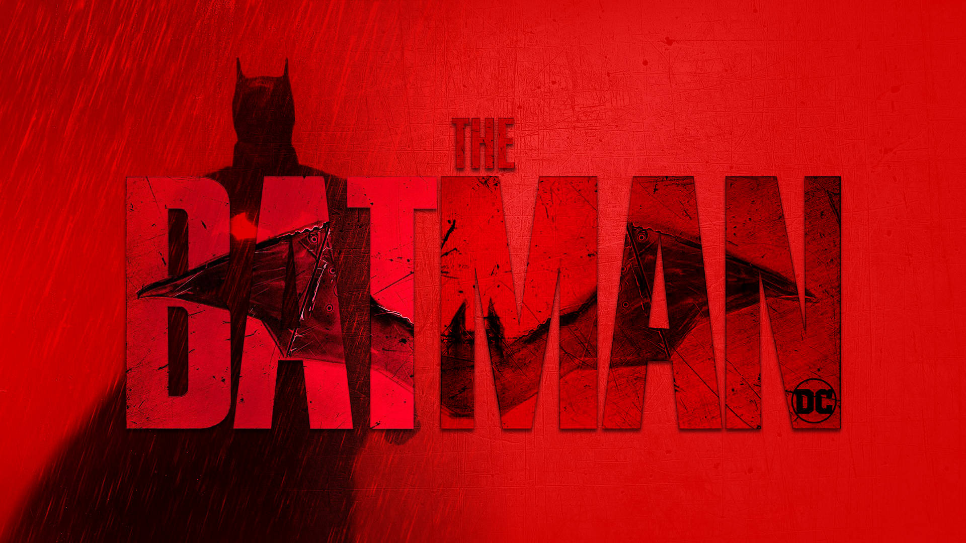 The Batman, red typography, dark silhouette, Full HD Desktop Wallpaper