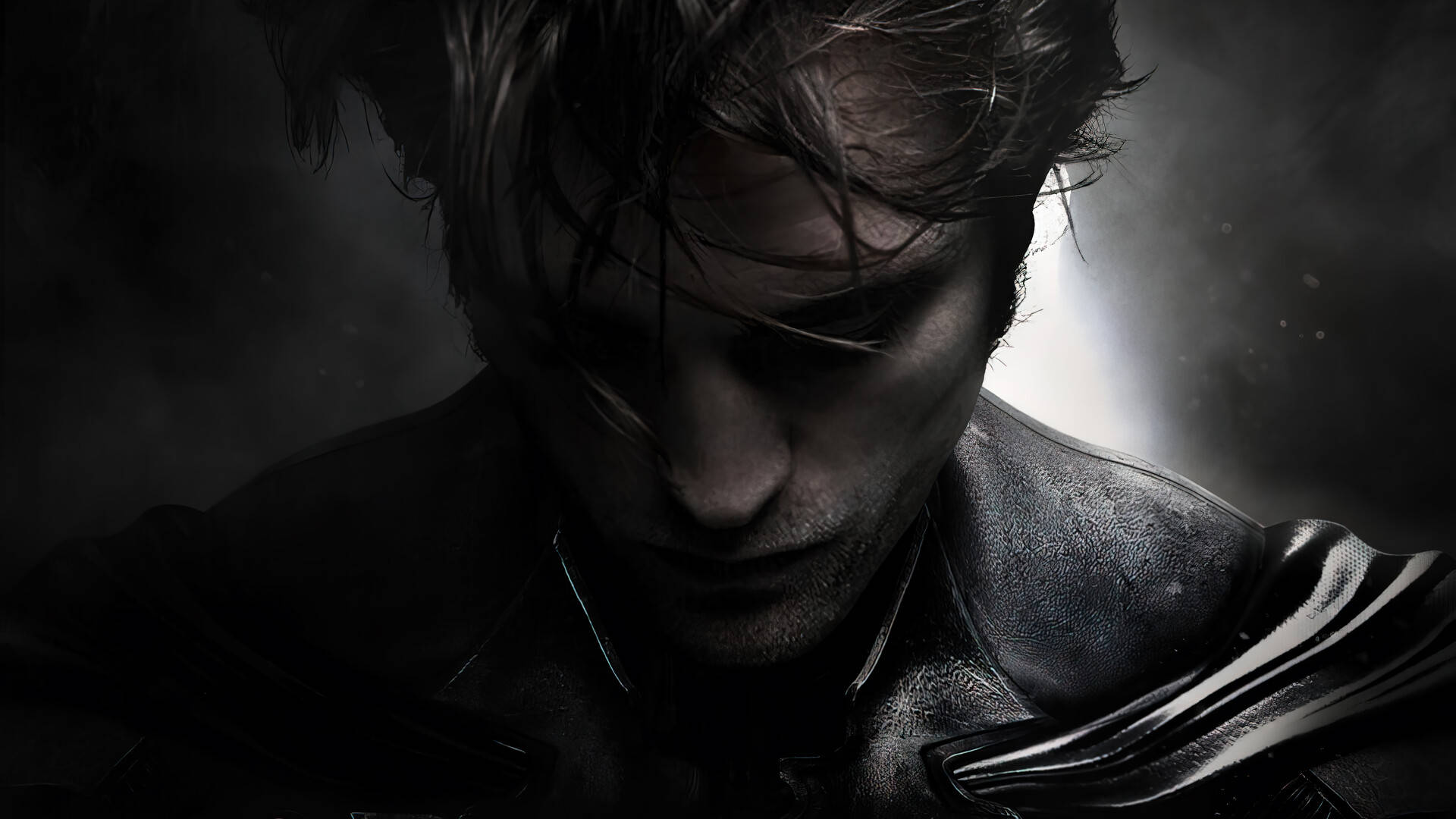 The Batman, leather jacket, dramatic backlighting, Full HD Desktop Wallpaper