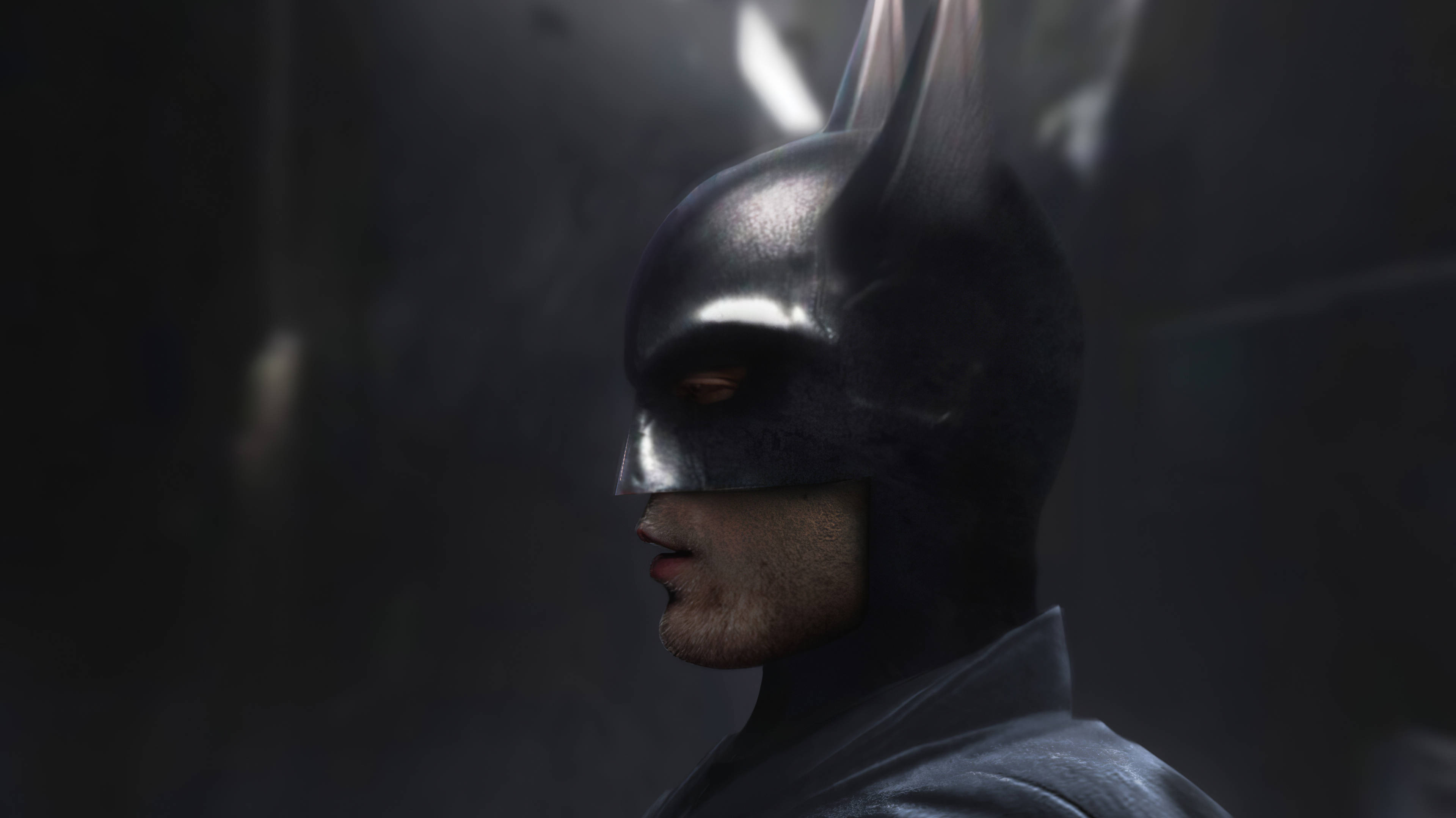 The Batman, side profile, dark cowl, 4K Desktop Wallpaper