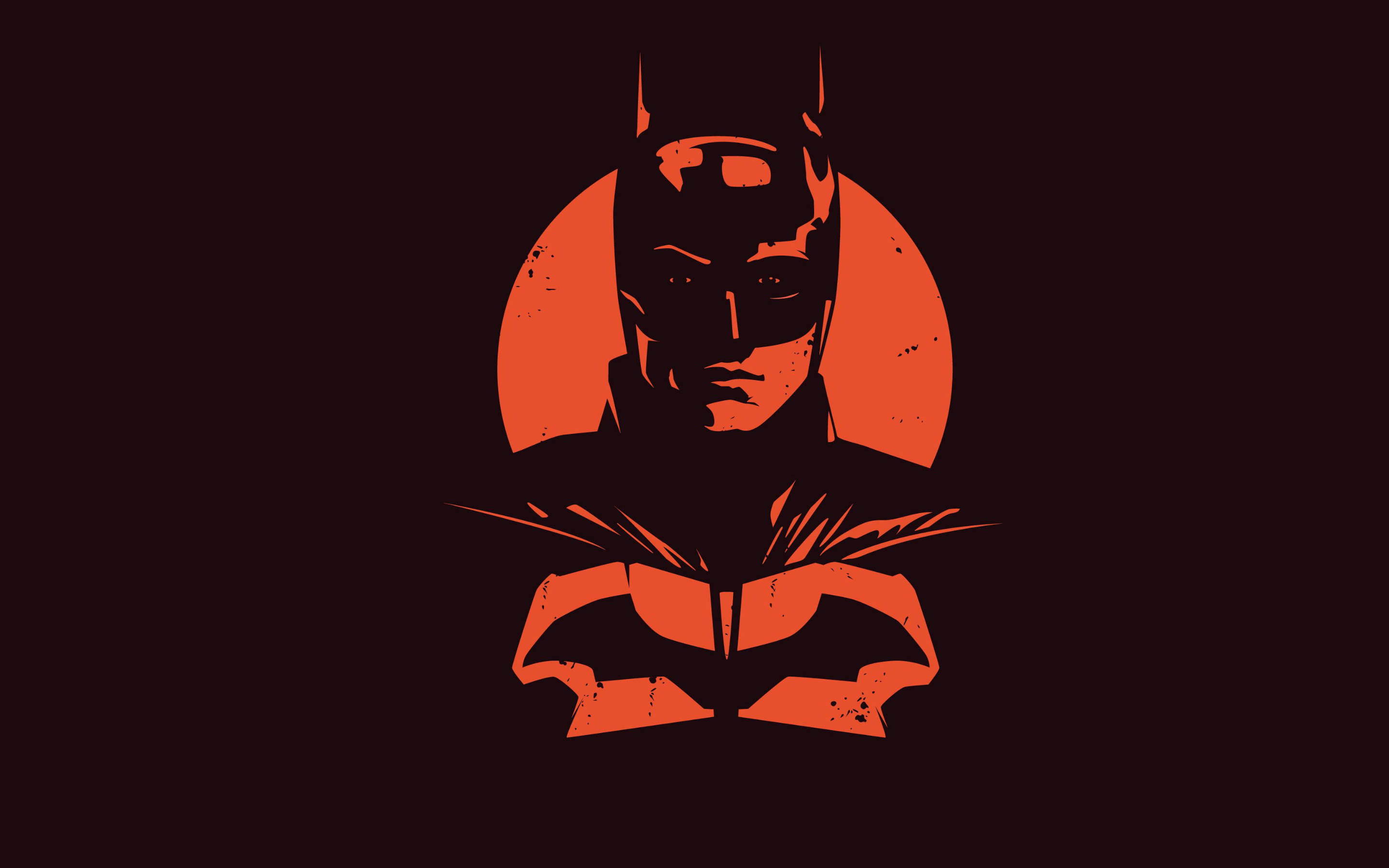 Batman, orange, dark background, 2K Desktop Wallpaper