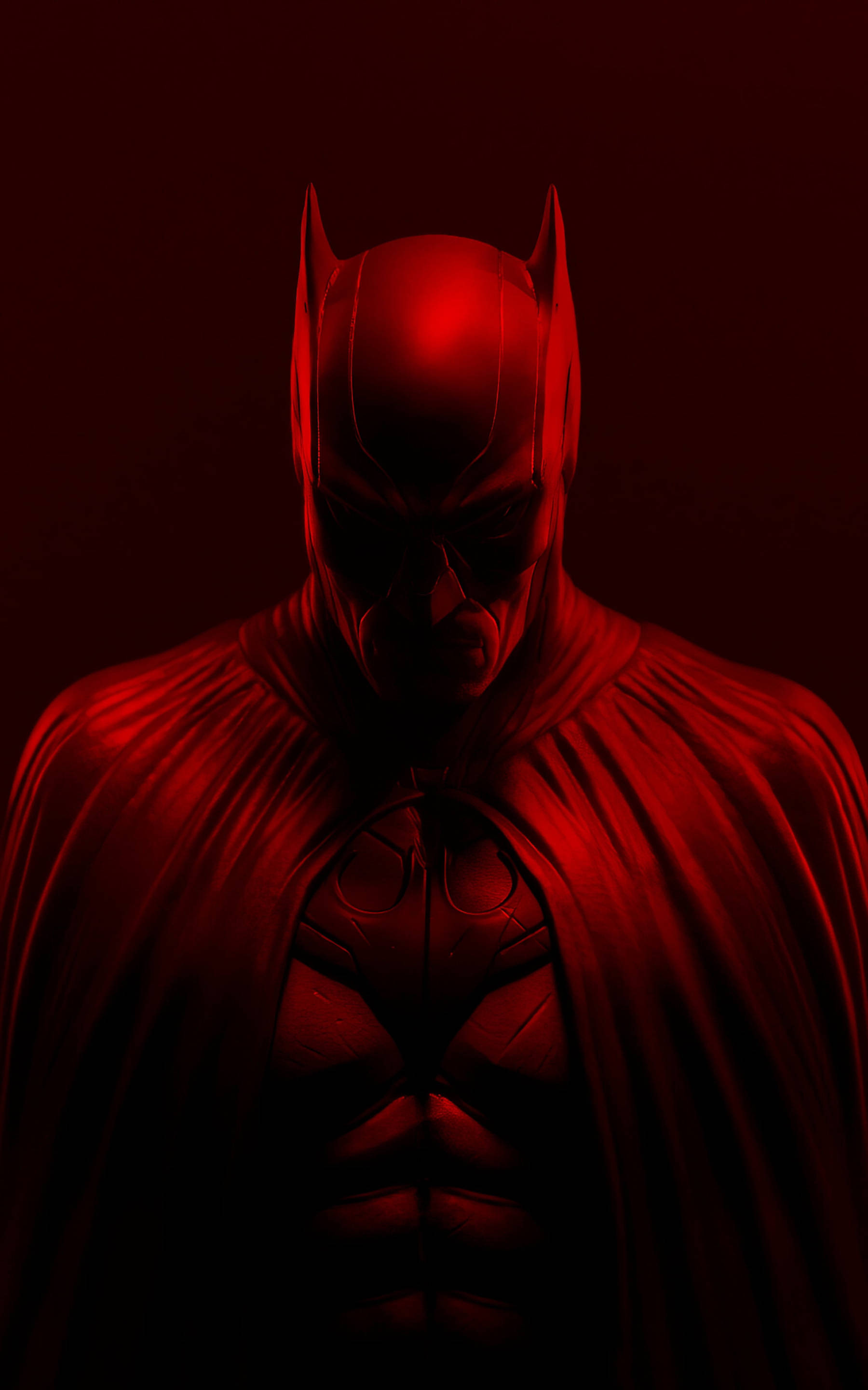 Batman, red glow, cape, 2K Phone Wallpaper