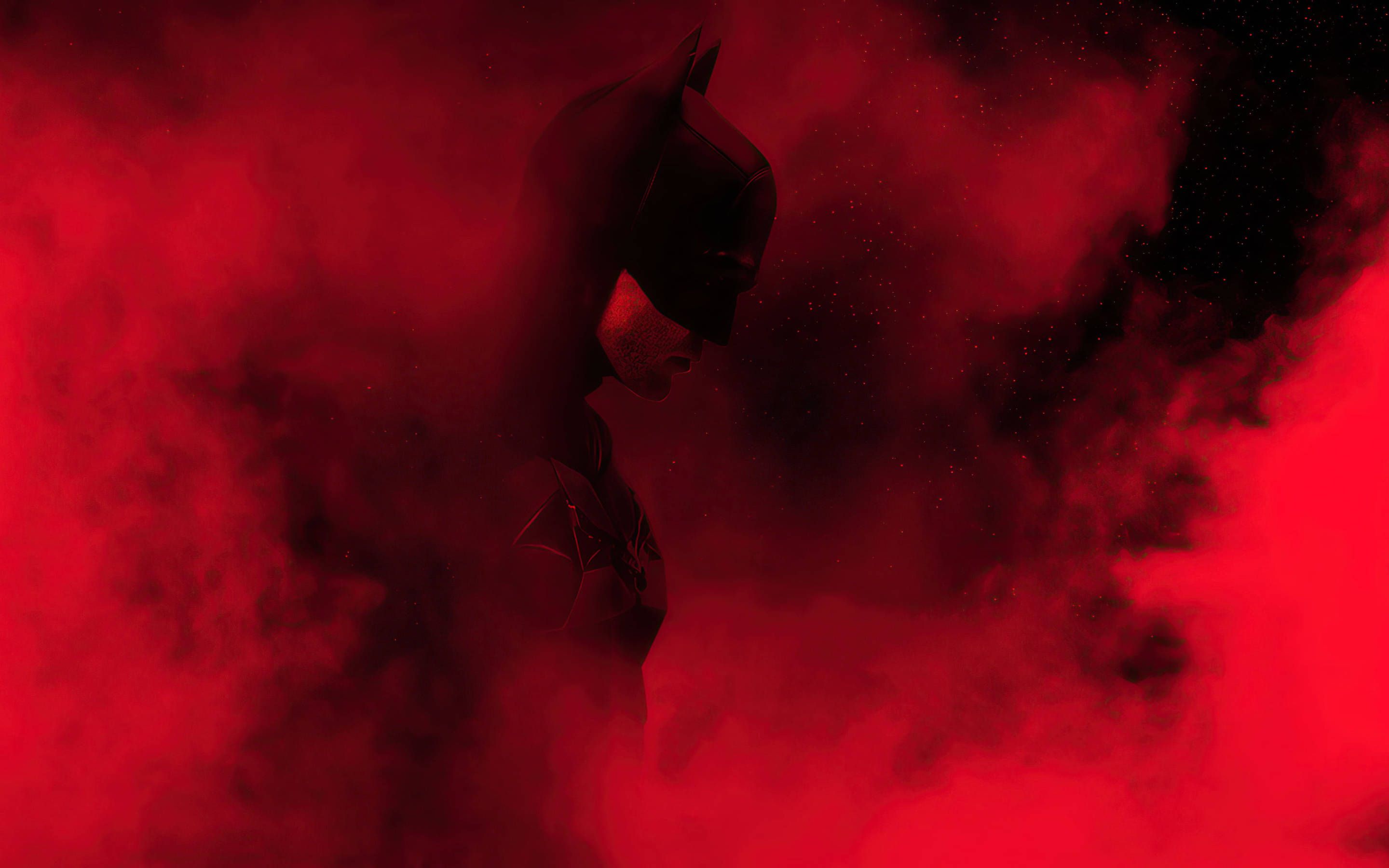 Batman, red smoke, swirling crimson smoke, 2K Desktop Wallpaper