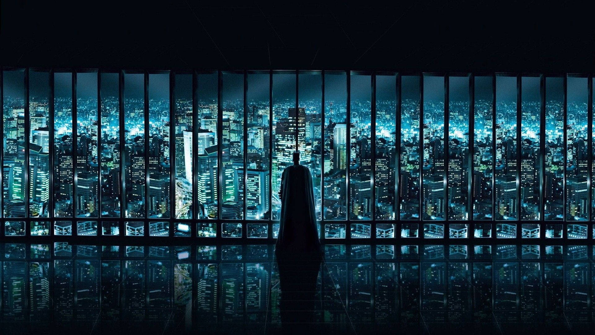 Batman, neon cityscape, night, Full HD Desktop Wallpaper