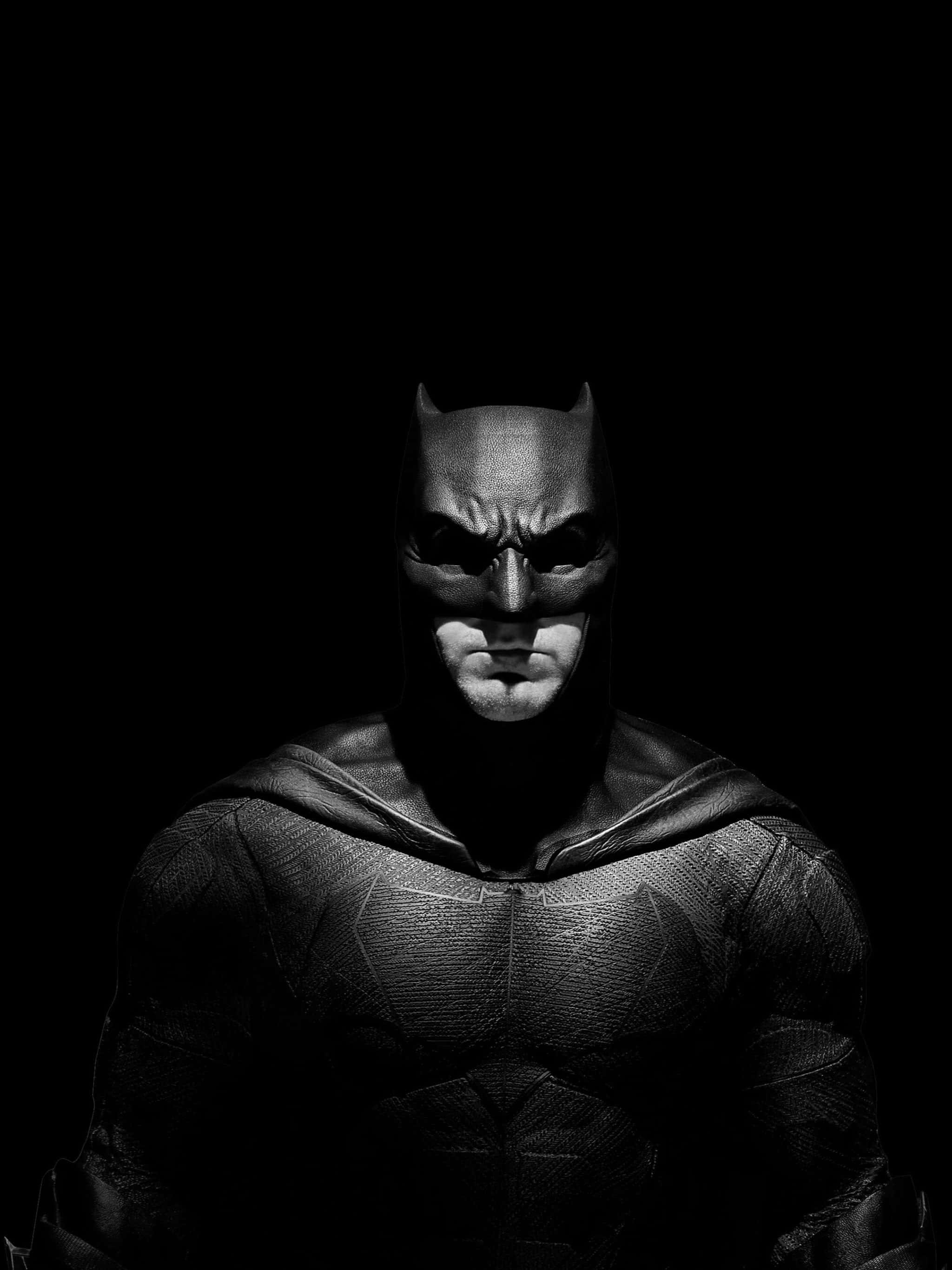 Batman, black and white, dramatic lighting, 2K Phone Wallpaper