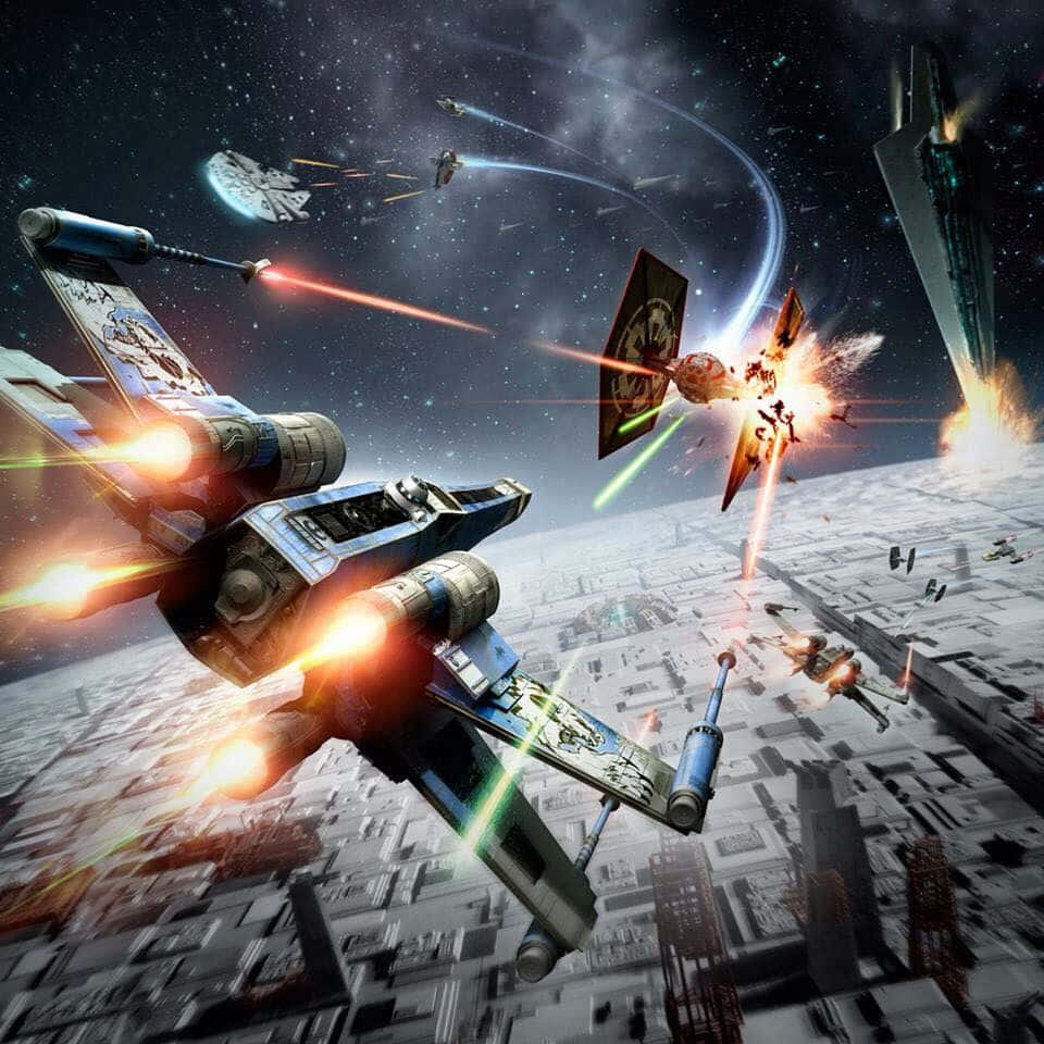 The Battle Of Endor, starfighters, fiery combat, SD Desktop Wallpaper