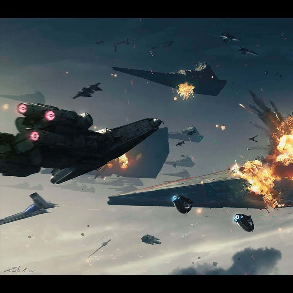 The Battle of Exegol, starfighters, space battle, SD Desktop Wallpaper