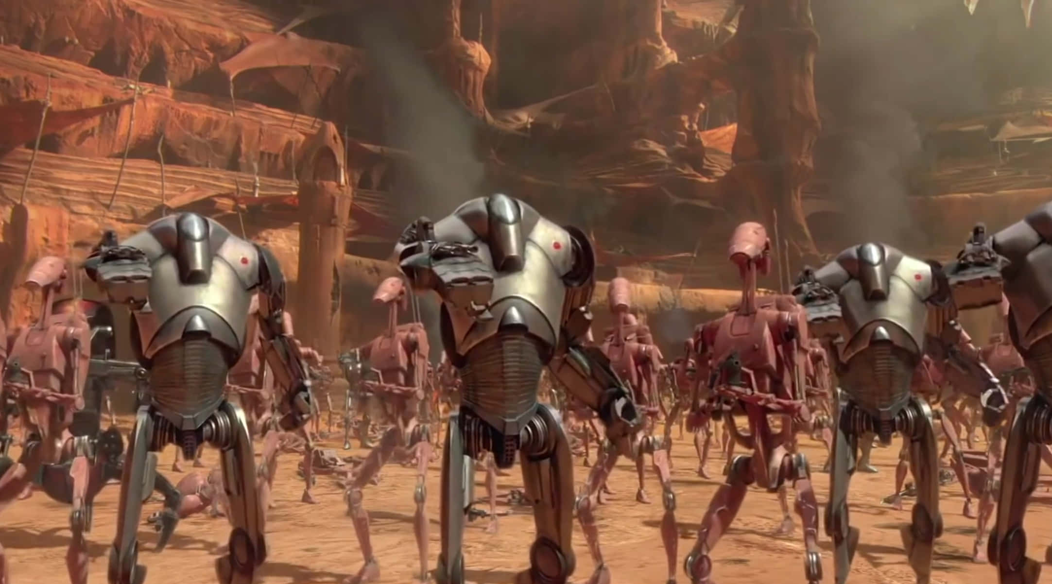 The Battle Of Geonosis, battle droids, dusty canyon, Full HD Desktop Wallpaper