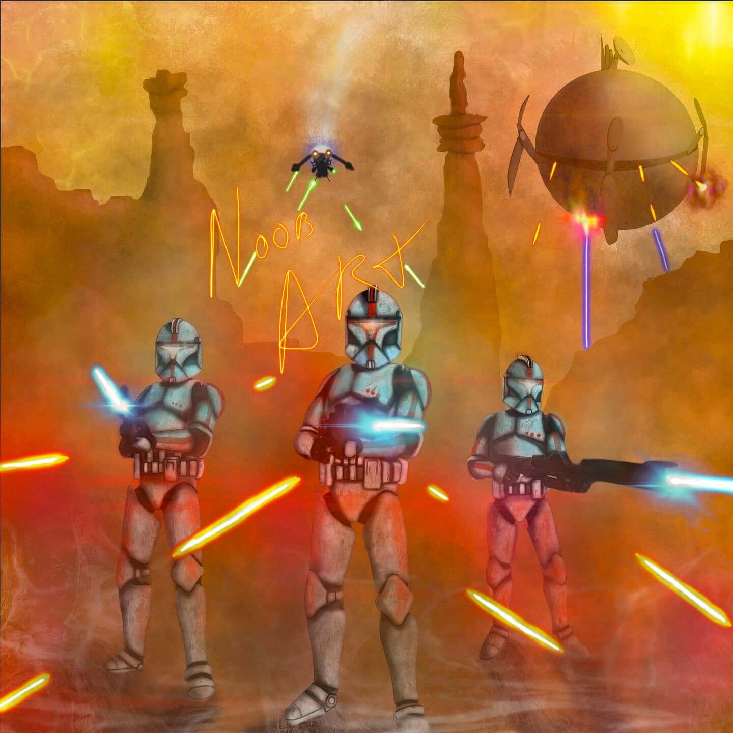 The Battle of Geonosis, clone troopers, droid, HD Desktop Wallpaper