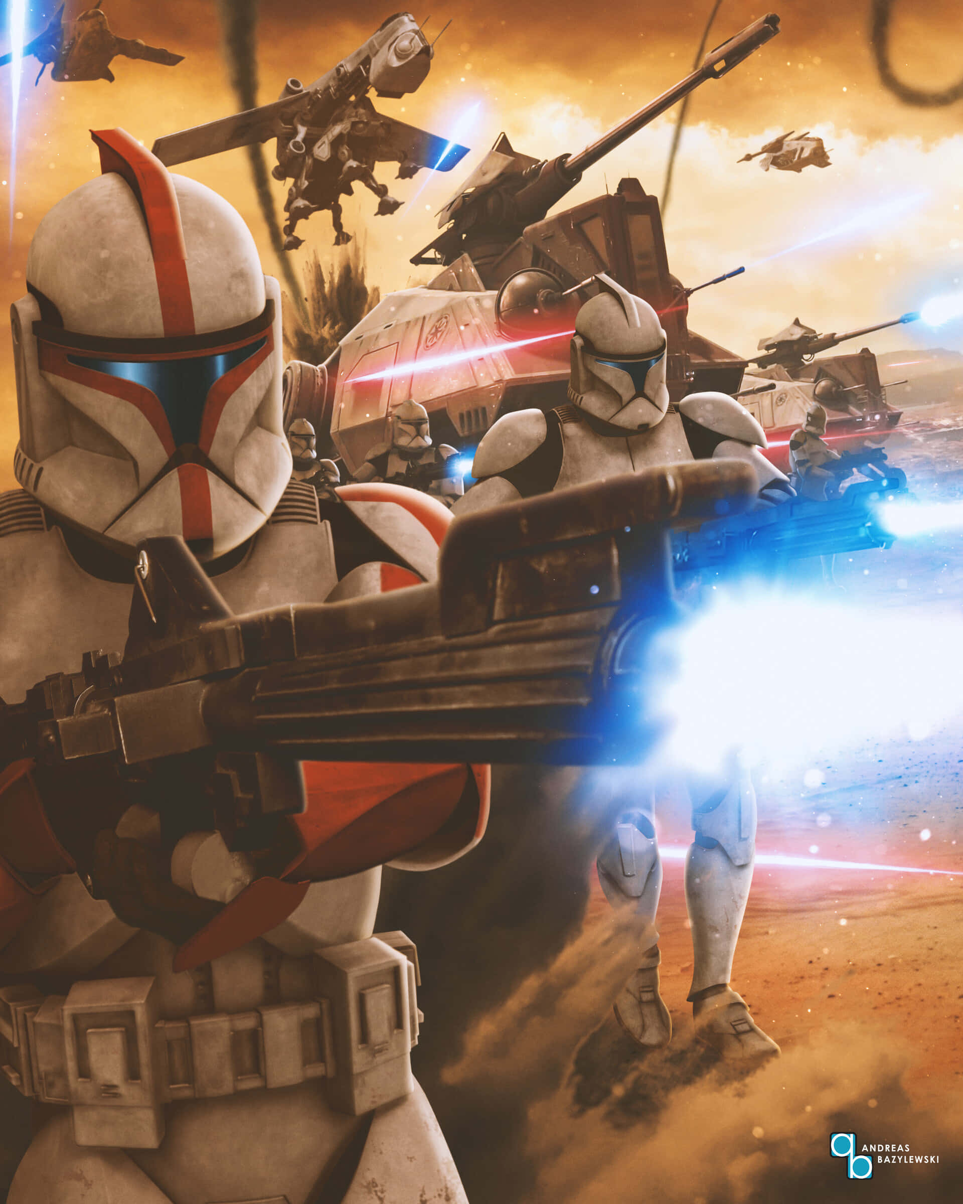 The Battle Of Geonosis, clone troopers, blasters, Full HD Phone Wallpaper