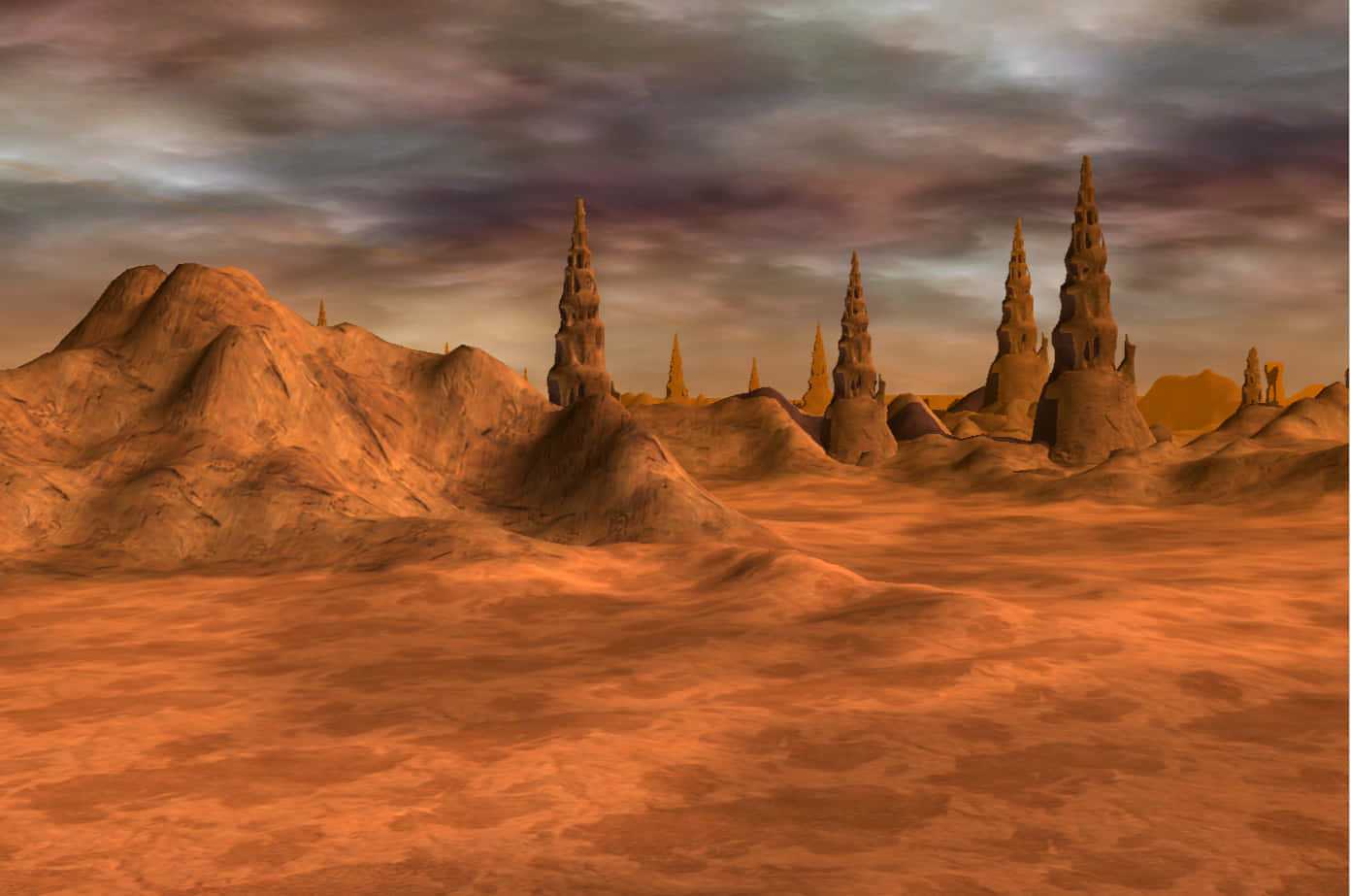 Geonosis, rocky desert planet, towering spire rock formations, HD Desktop Wallpaper
