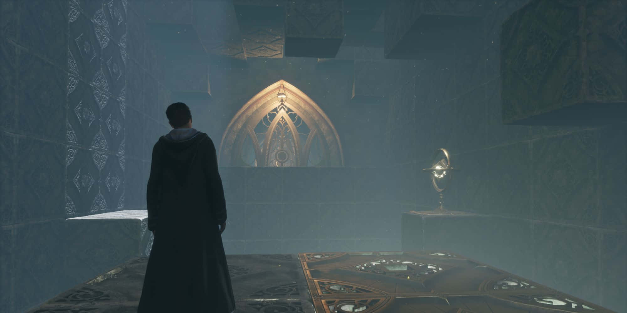 The Battle of Hogwarts, dark robe, glowing ornate archway, Full HD Desktop Wallpaper