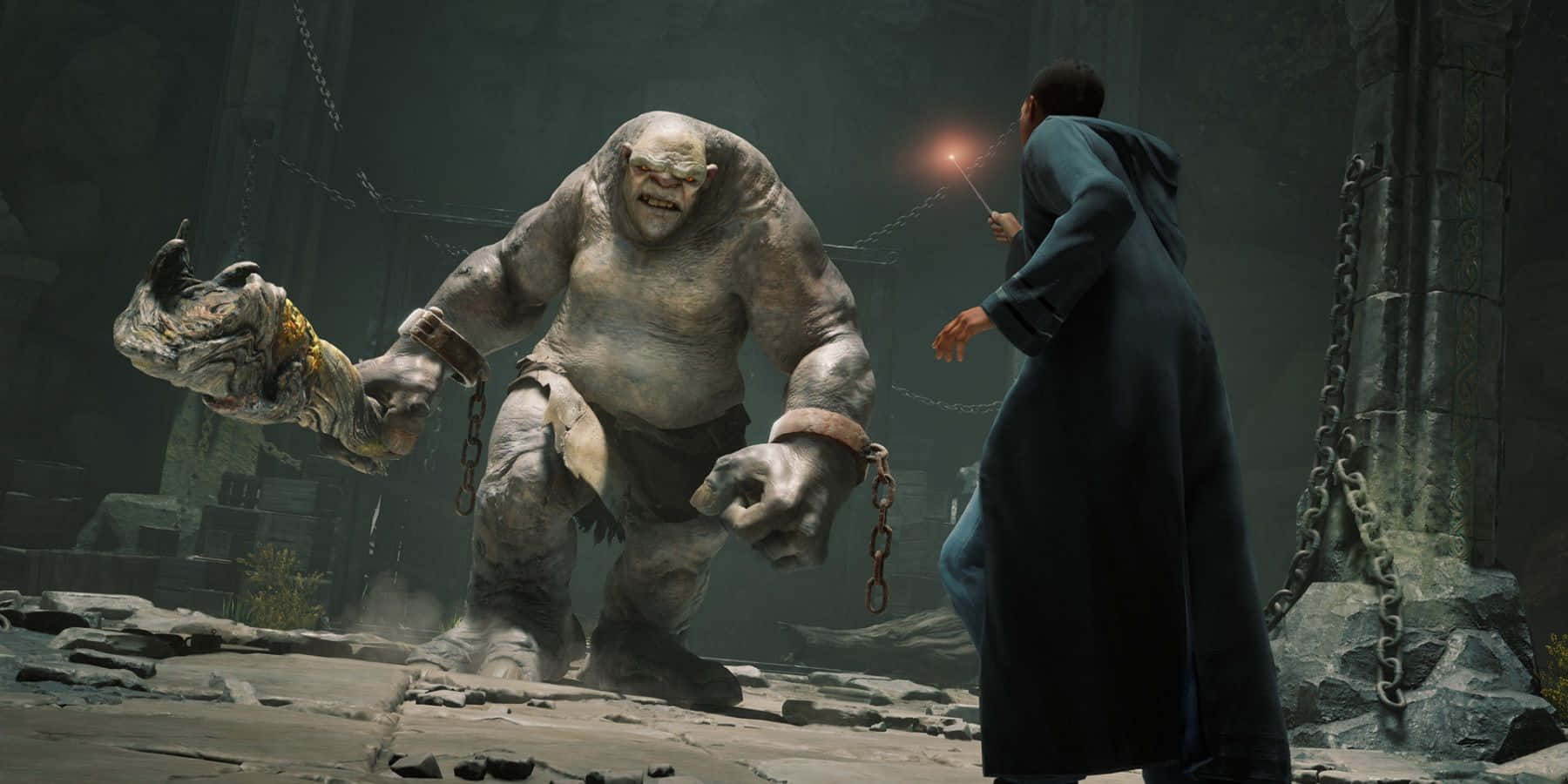 The Battle of Hogwarts, dark robe, glowing spell, HD Desktop Wallpaper
