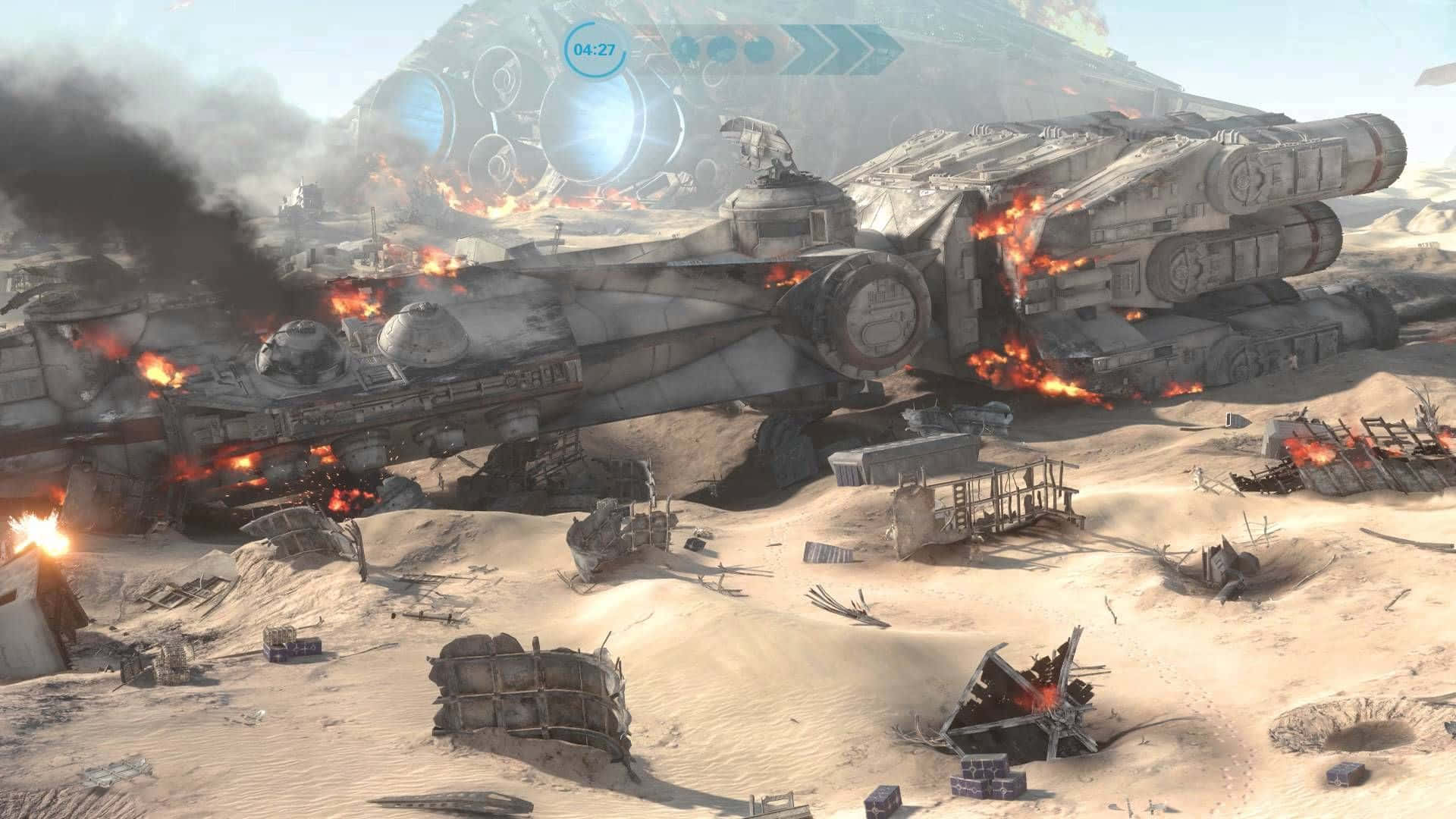 The Battle Of Jakku, starfighter, desert battlefield, Full HD Desktop Wallpaper