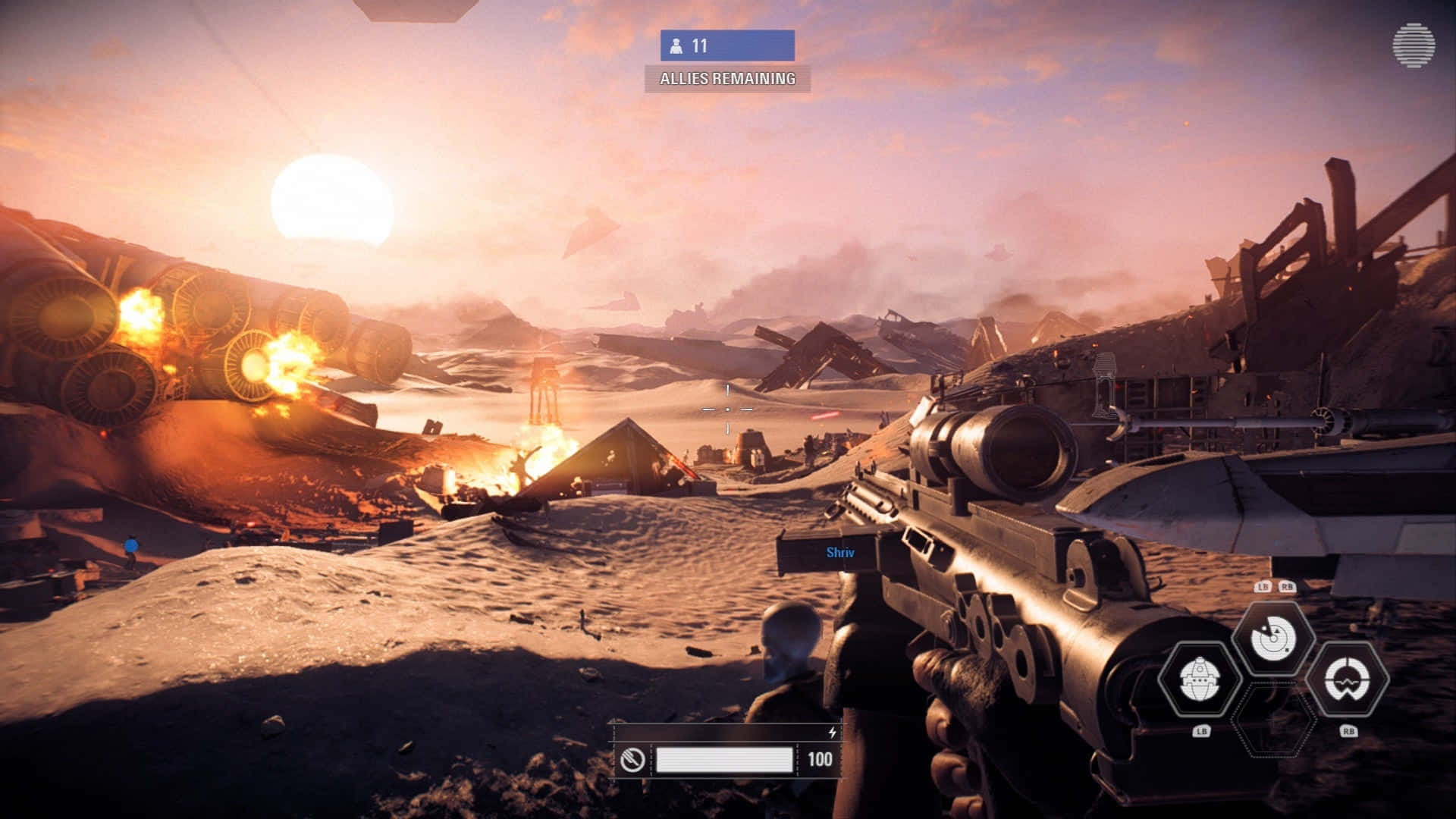 The Battle of Jakku, desert battlefield, sunset, Full HD Desktop Wallpaper