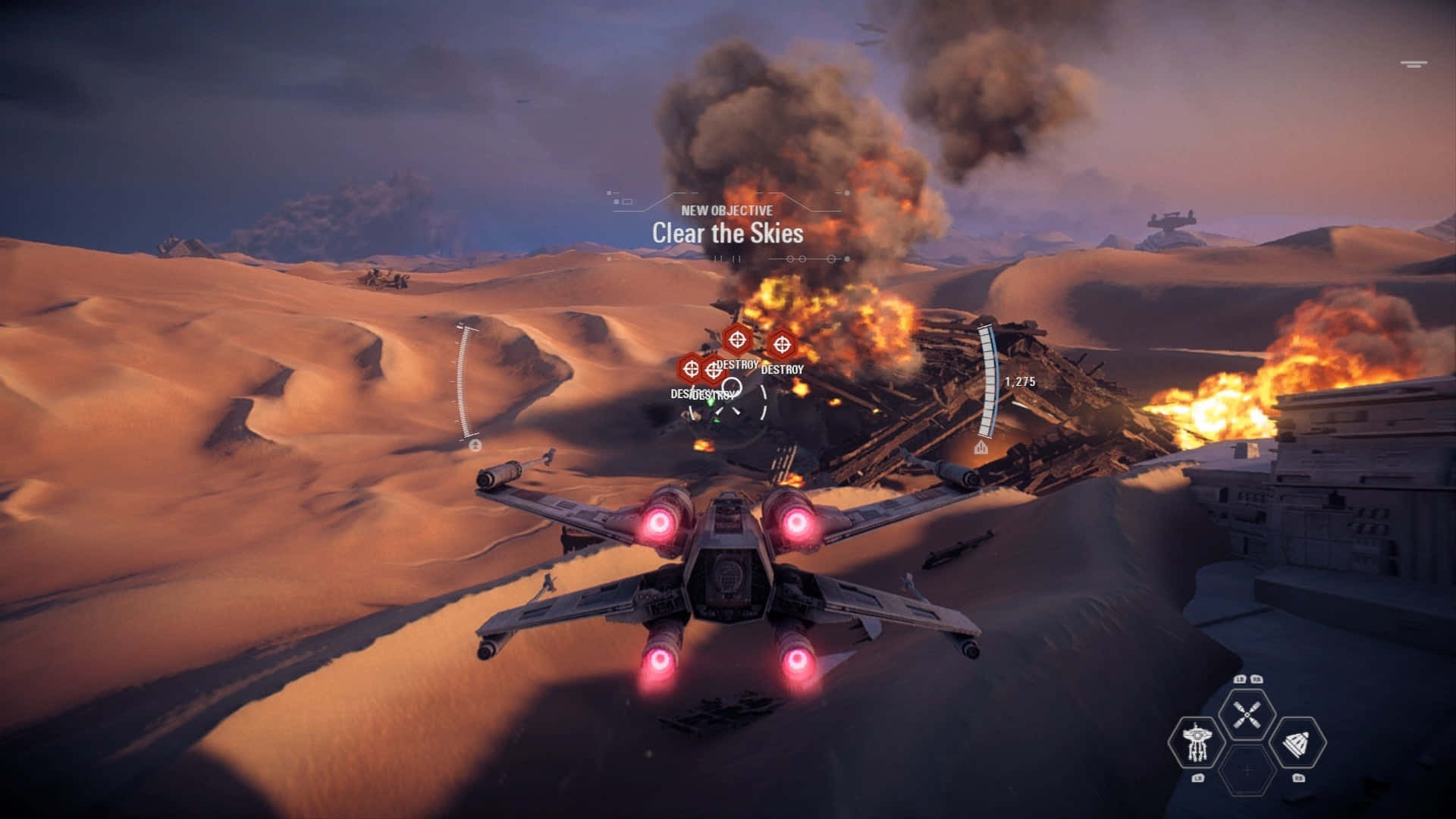 The Battle Of Jakku, starfighter, desert battlefield, Full HD Desktop Wallpaper