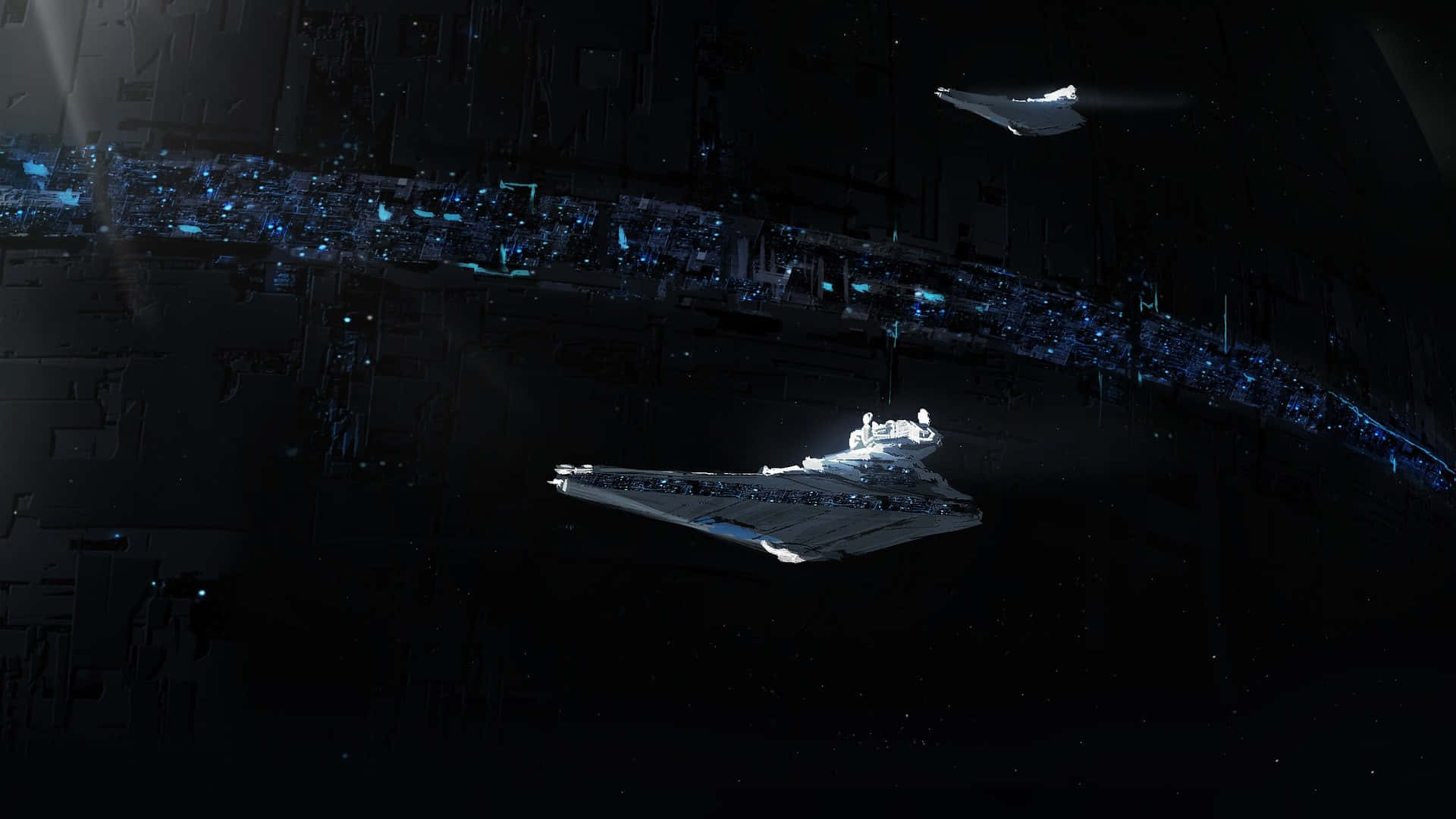 Naboo, star destroyer, glowing blue planet, Full HD Desktop Wallpaper