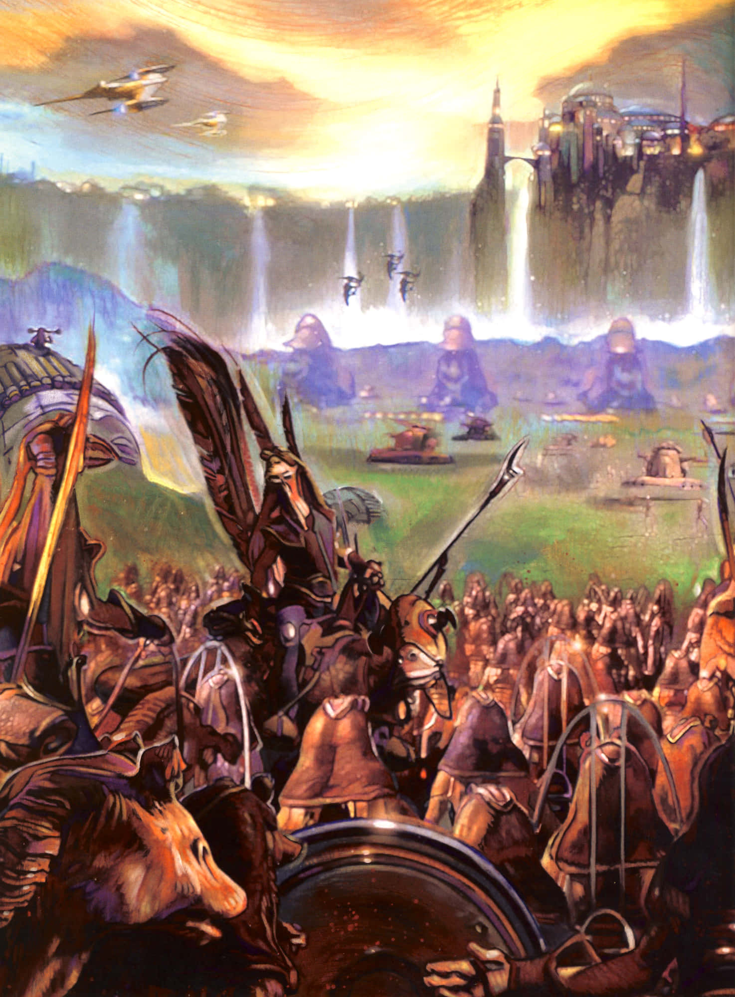 The Battle Of Naboo, Naboo, golden sunset sky, Full HD Phone Wallpaper
