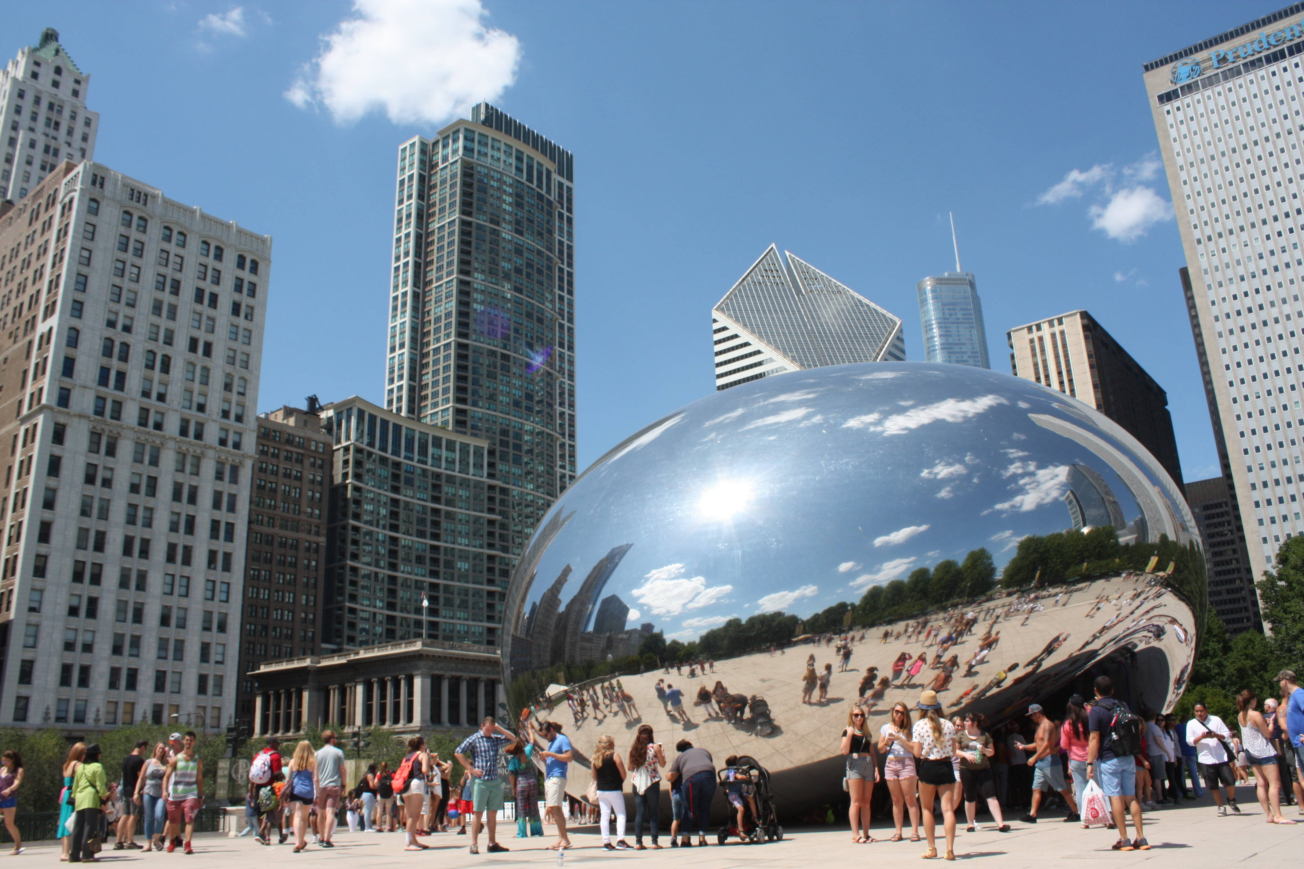 The Bean Chicago, blue sky, shiny silver, 4K Desktop Wallpaper