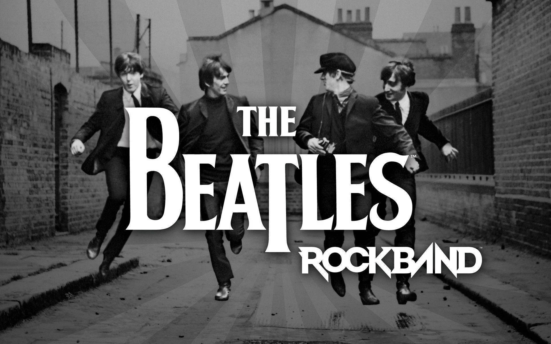 The Beatles, brick alleyway, black and white photo, Full HD Desktop Wallpaper