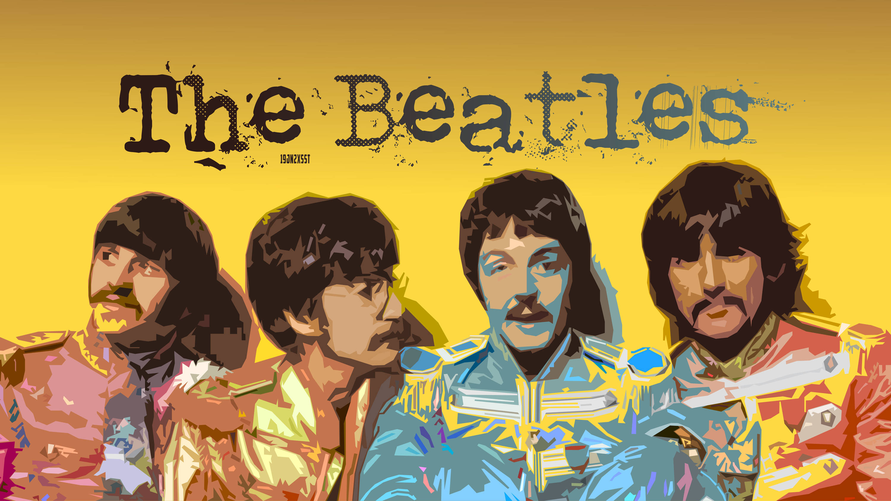 The Beatles, yellow, military-style jackets, 2K Desktop Wallpaper