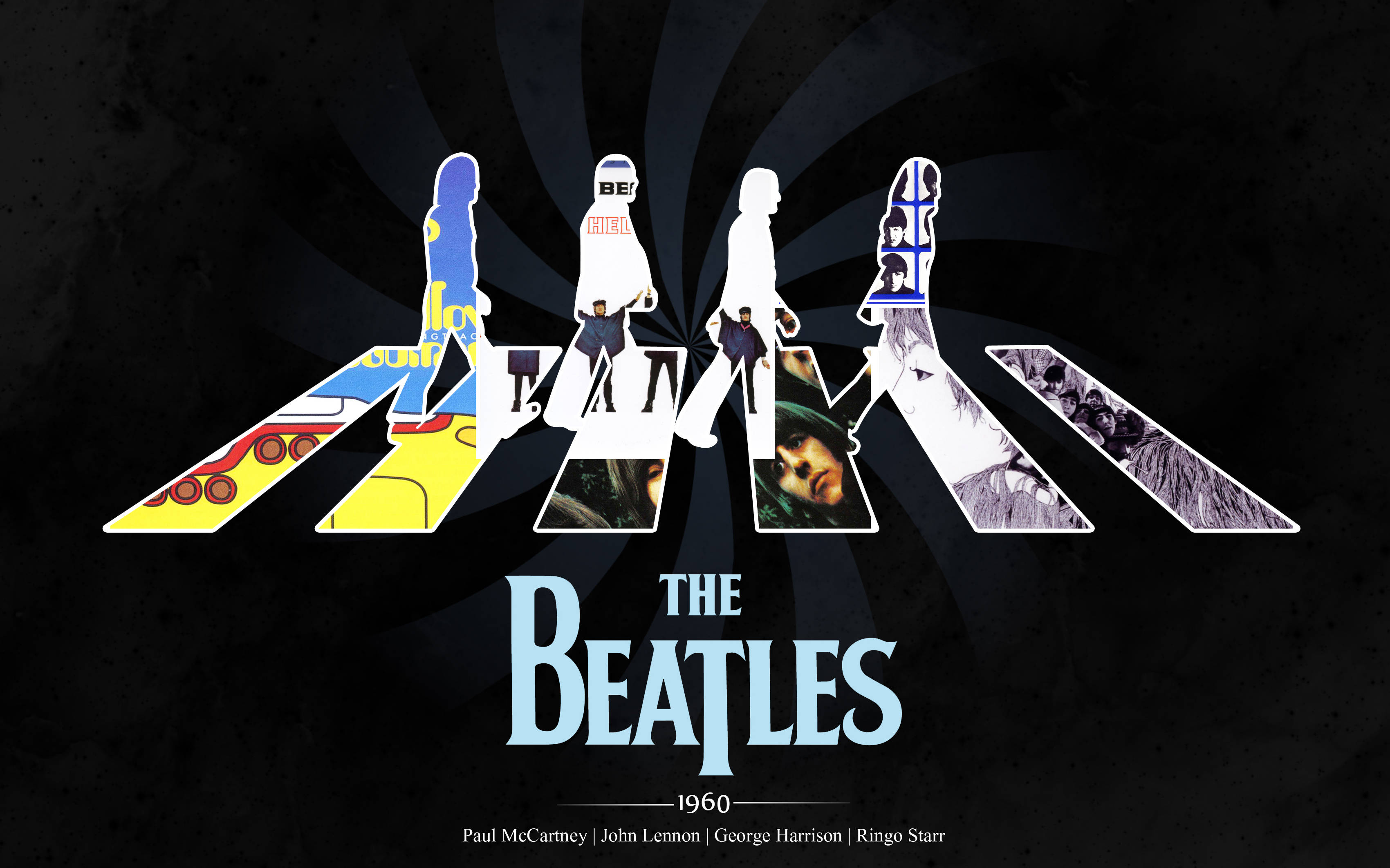 The Beatles, crosswalk, zebra-striped, 2K Desktop Wallpaper
