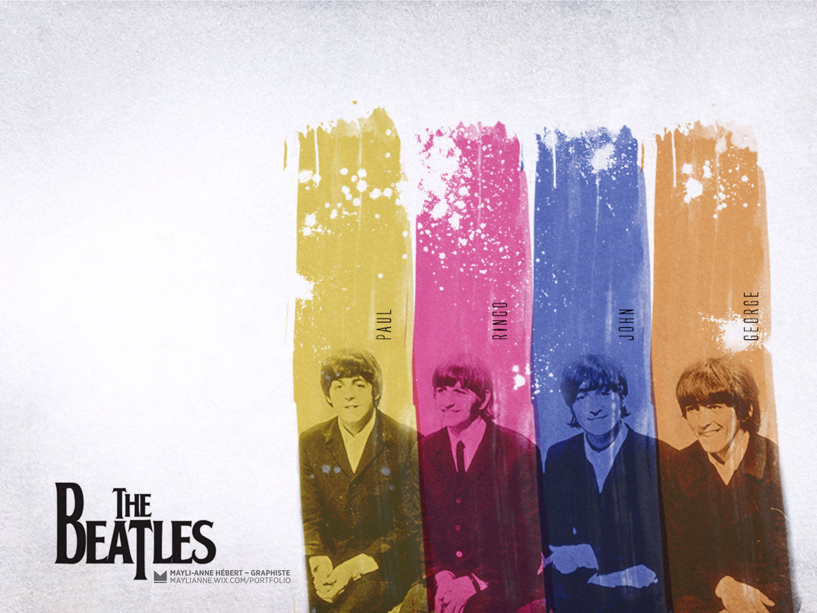 The Beatles, yellow, pink, HD Desktop Wallpaper