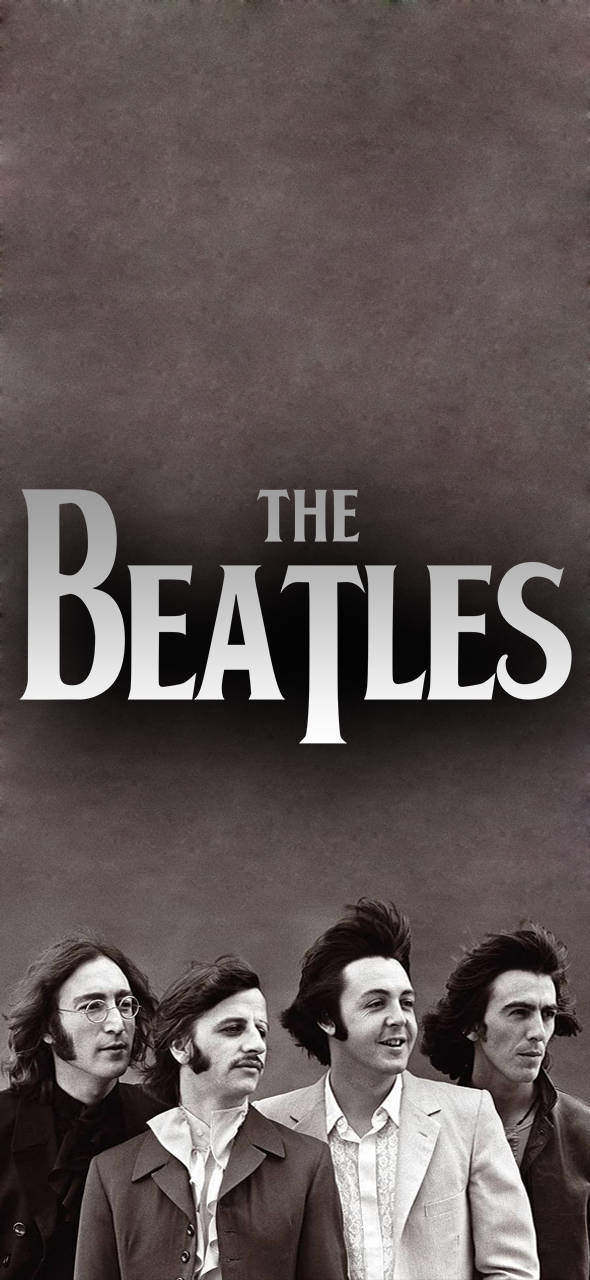 The Beatles, black and white portrait, bold typography, HD Phone Wallpaper