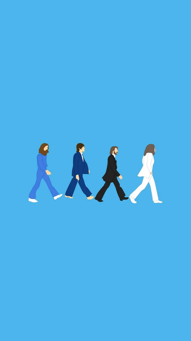 The Beatles, colored suits, stylized Beatles figures, SD Phone Wallpaper