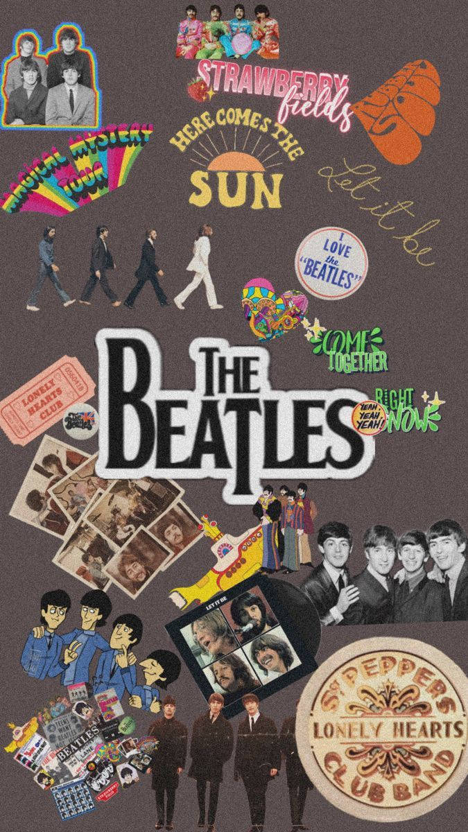 The Beatles, memorabilia, album covers, SD Phone Wallpaper