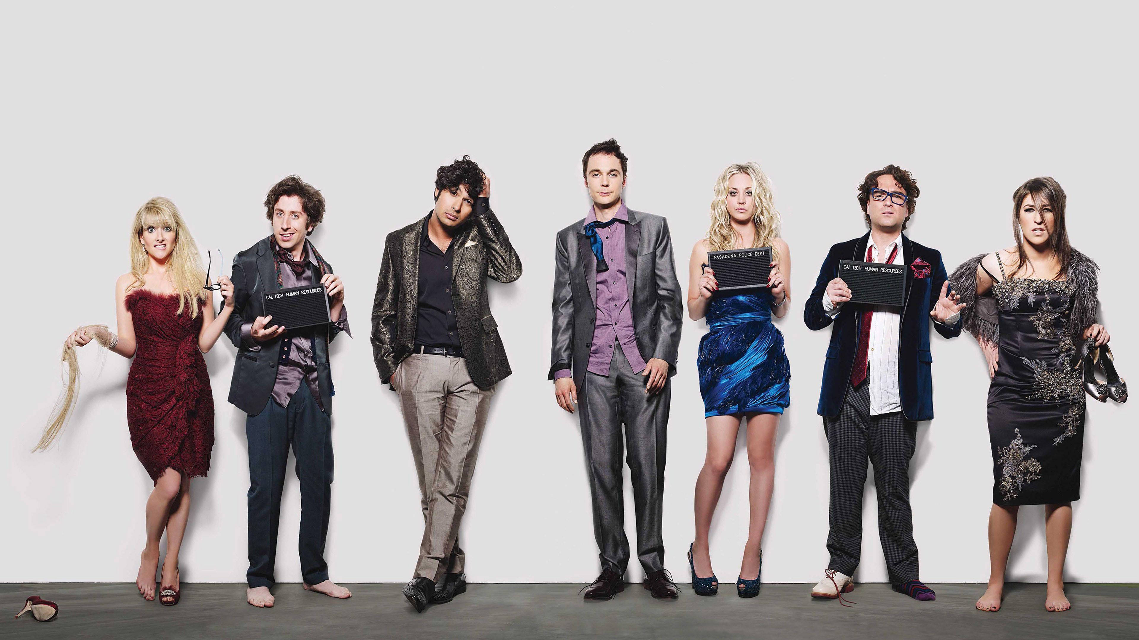 The Big Bang Theory, black tablets, plain gray wall, 4K Desktop Wallpaper