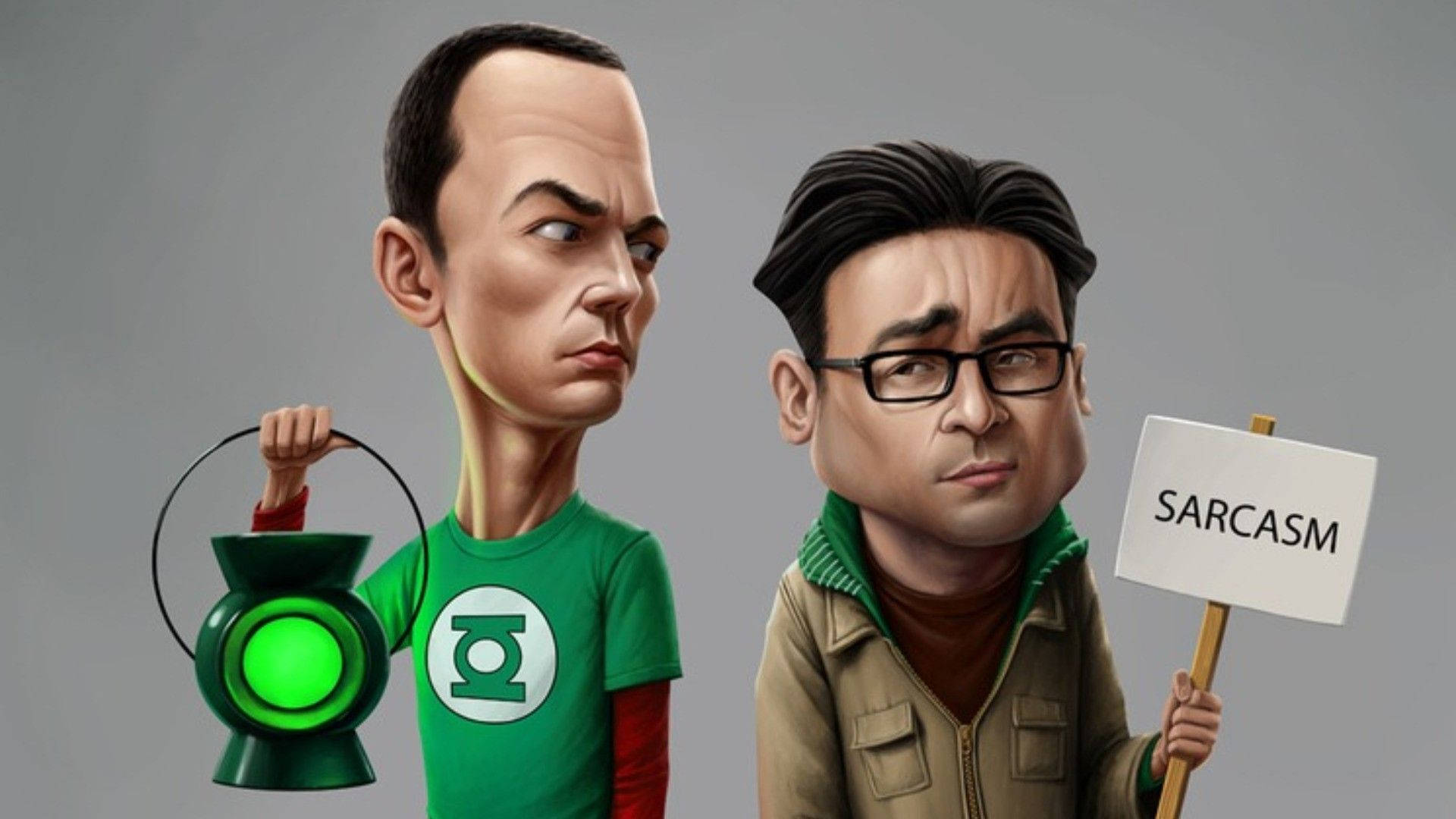 The Big Bang Theory, sarcasm sign, glowing green lantern, Full HD Desktop Wallpaper