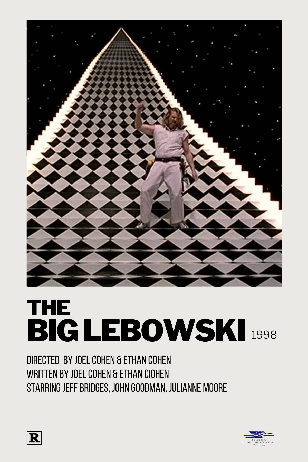 The Big Lebowski, 1998, glowing black and white checkered pyramid, HD Phone Wallpaper