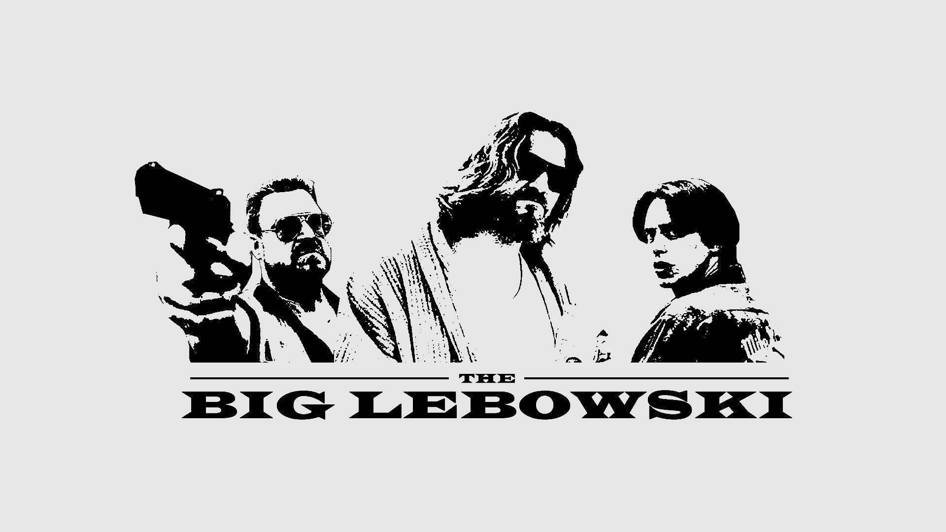 The Big Lebowski, movie poster, black and white, Full HD Desktop Wallpaper