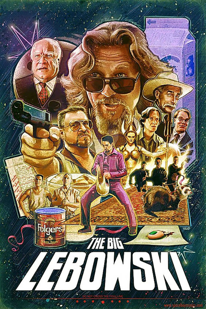 The Big Lebowski, 1998, vector illustration art, SD Phone Wallpaper