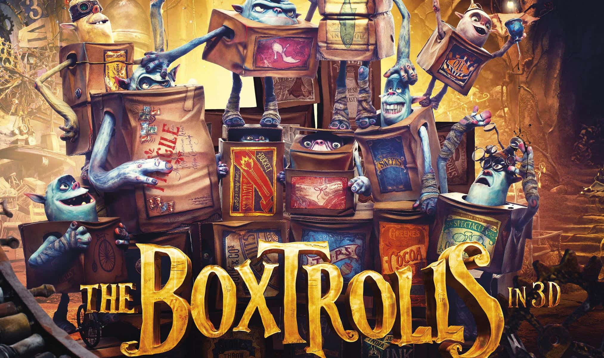 The Boxtrolls, 3D, blue box-troll creatures, Full HD Desktop Wallpaper