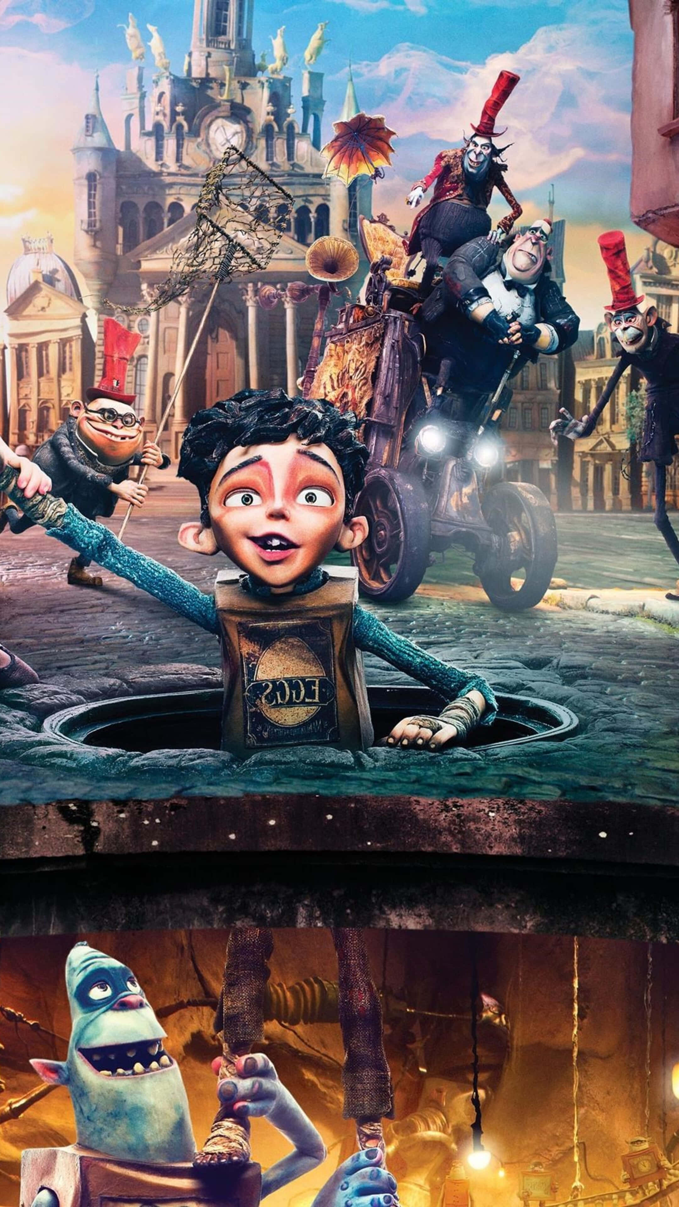 The Boxtrolls, manhole, European-style city street, 4K Phone Wallpaper