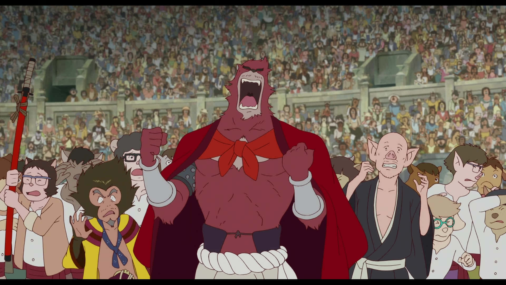 The Boy And The Beast, red-furred beast, red cape, Full HD Desktop Wallpaper