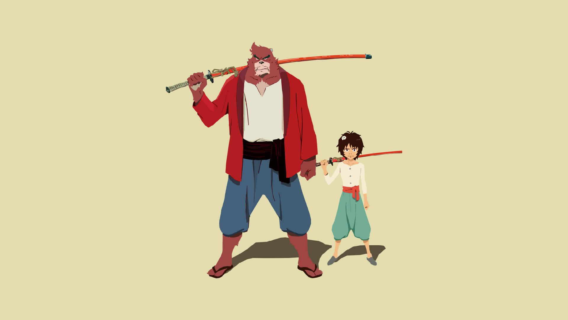 The Boy And The Beast, red-haired samurai, small boy, Full HD Desktop Wallpaper