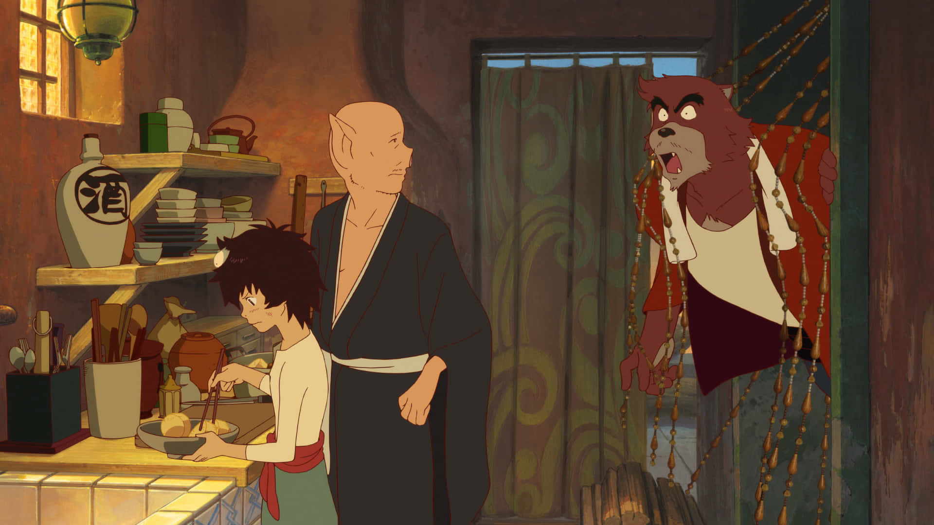 The Boy And The Beast, young girl, bald man, Full HD Desktop Wallpaper
