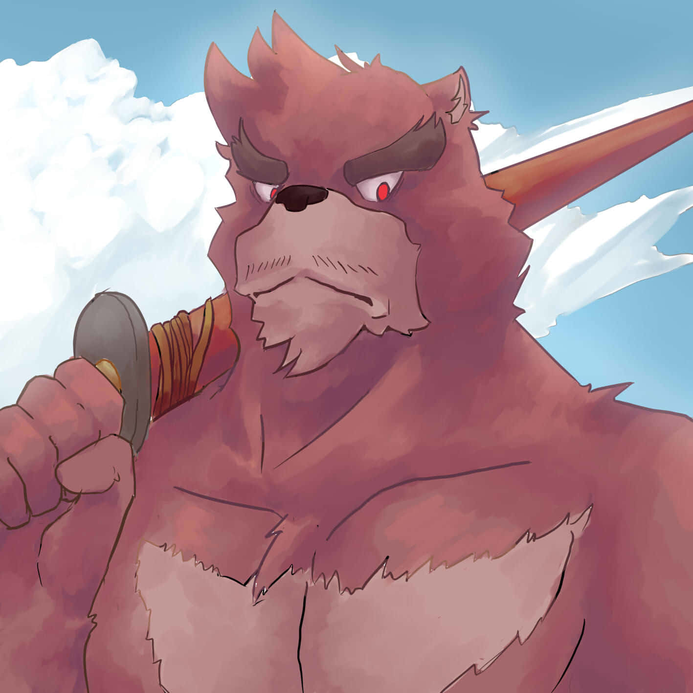 The Boy And The Beast, red-furred anthropomorphic wolf, glowing red eyes, HD Desktop Wallpaper