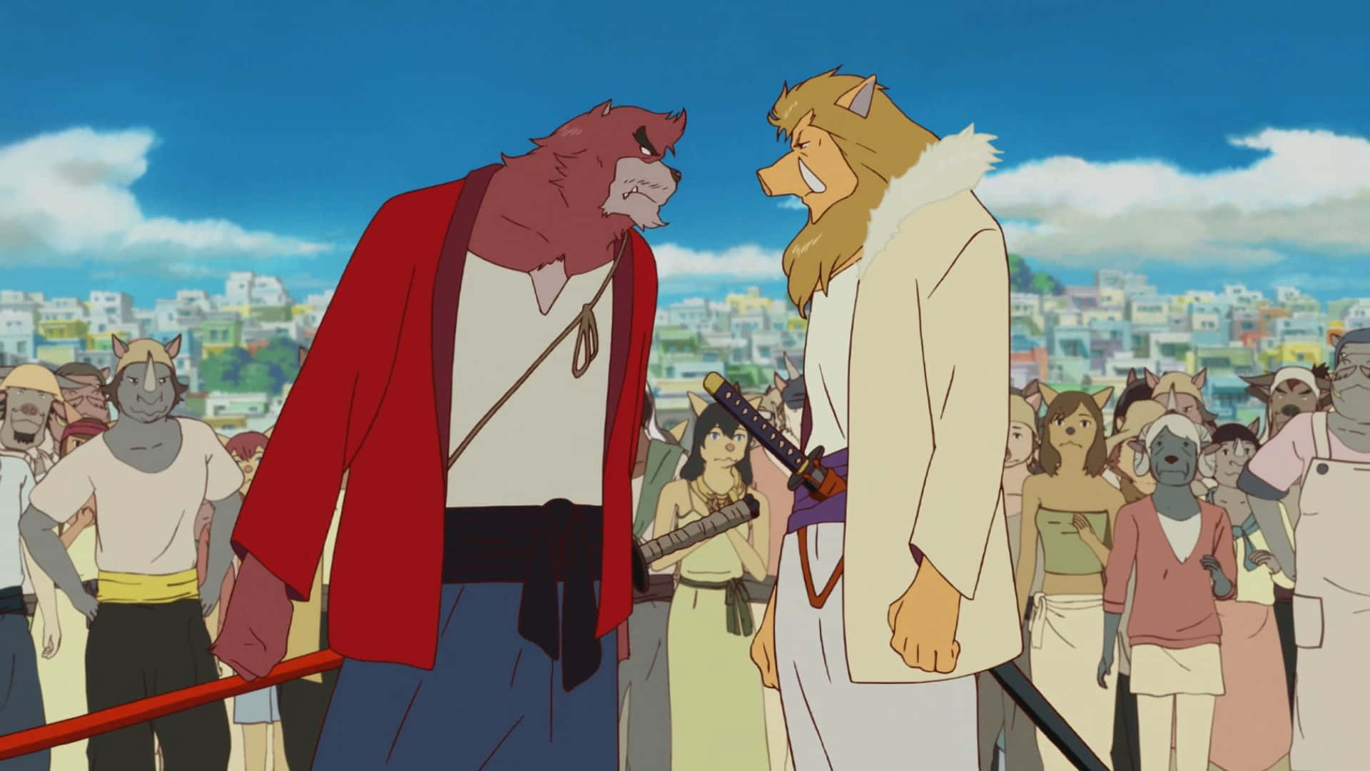 The Boy And The Beast, anthropomorphic animal warriors, crowd, Full HD Desktop Wallpaper