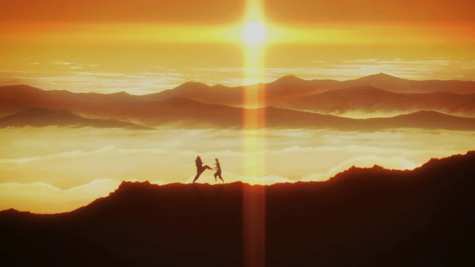 The Boy And The Beast, sunrise, mountain ridge, Full HD Desktop Wallpaper
