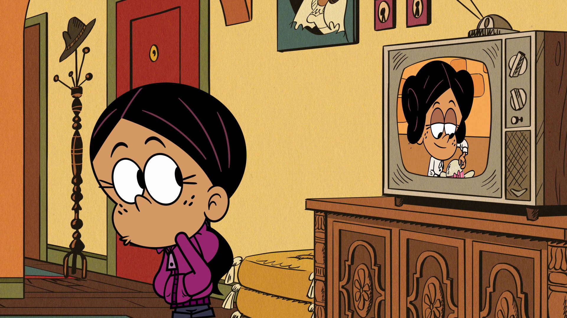 The Casagrandes, purple hoodie, vintage TV, Full HD Desktop Wallpaper